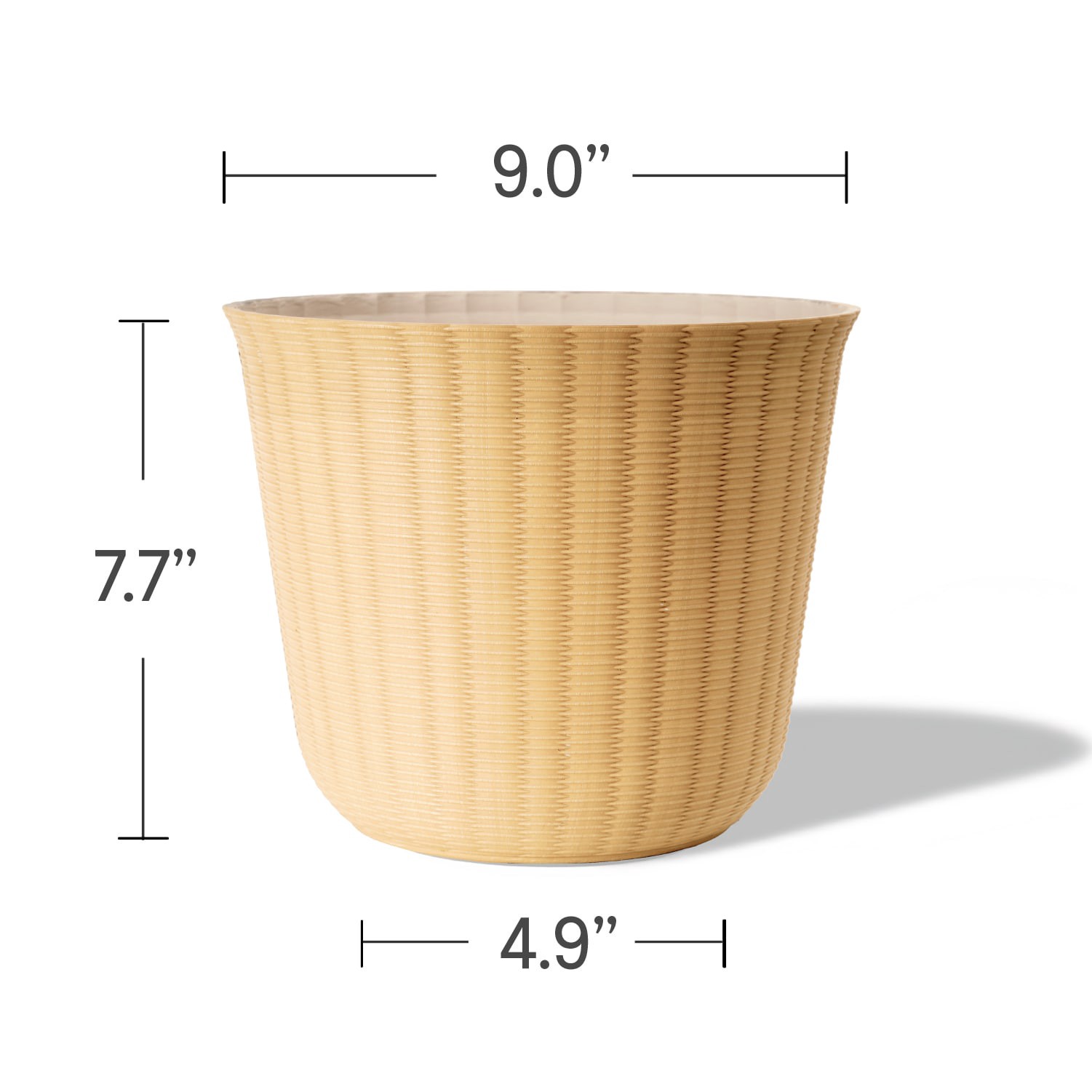 slide 3 of 6, Style Selections Round 9.0-in W x 9.0-in L Yellow Recycled plastic Indoor/Outdoor Planter, 1 ct