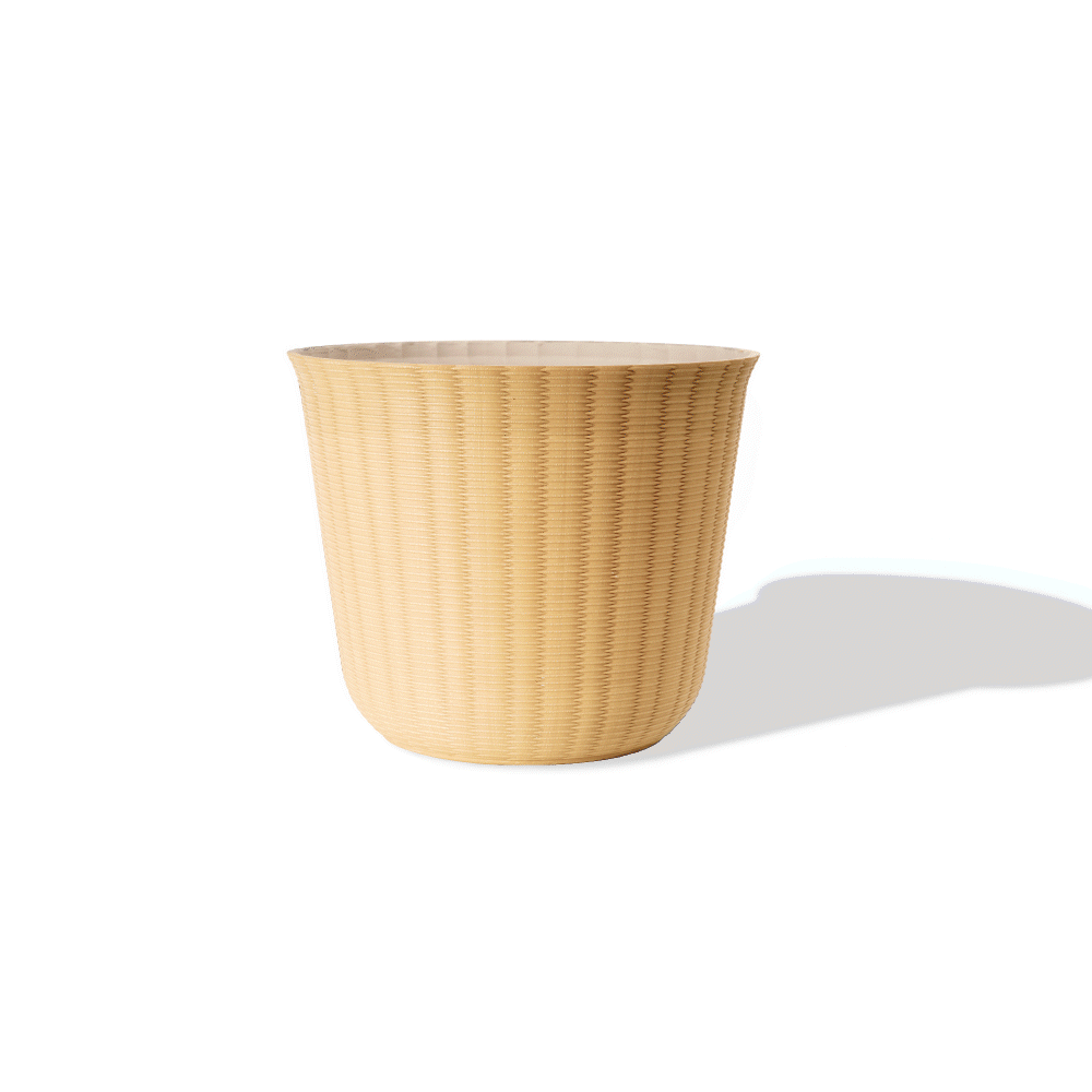 slide 6 of 6, Style Selections Round 9.0-in W x 9.0-in L Yellow Recycled plastic Indoor/Outdoor Planter, 1 ct