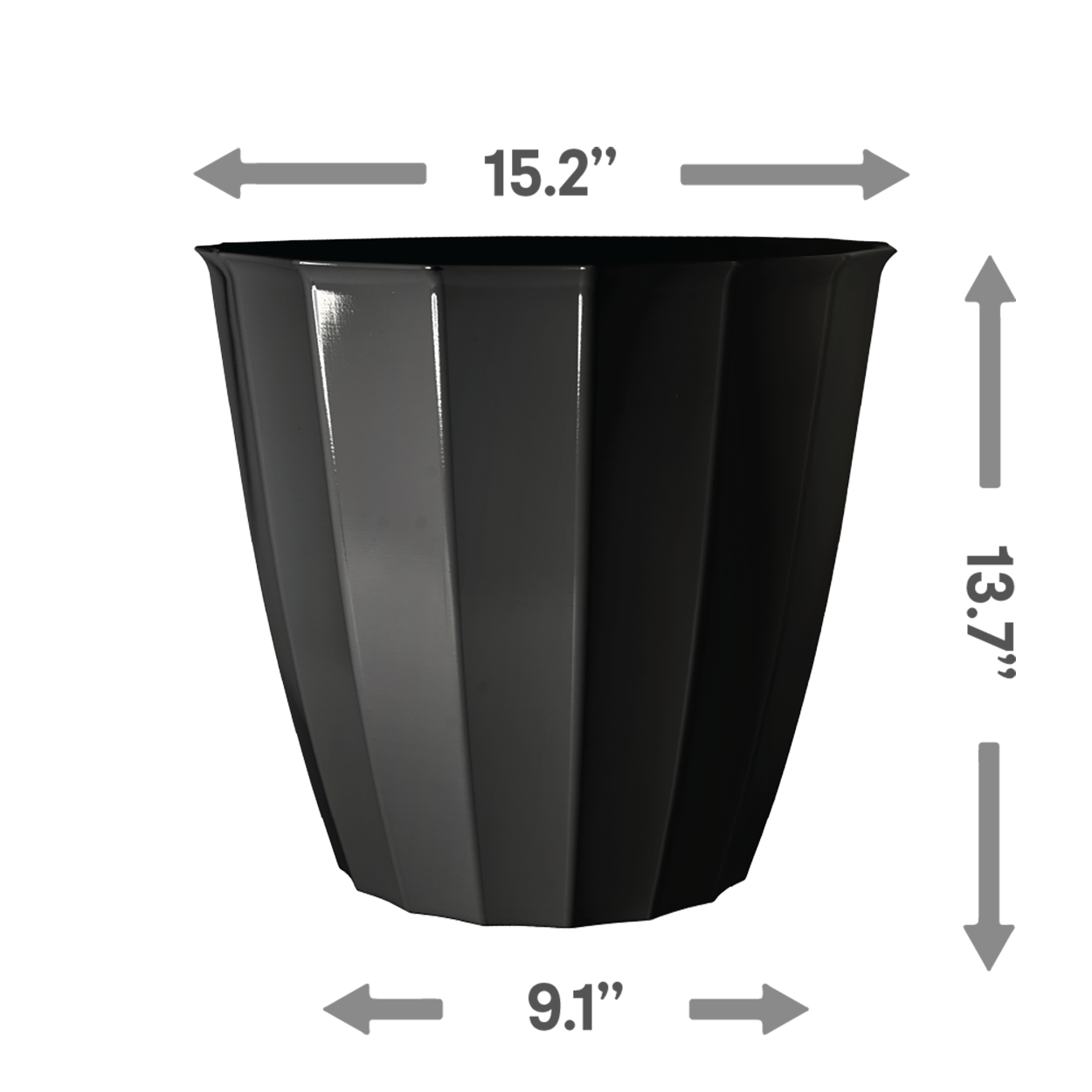 slide 3 of 4, Style Selections Round 15.2-in W x 13.7-in H Black Recycled Plastic Indoor/Outdoor Planter, 1 ct