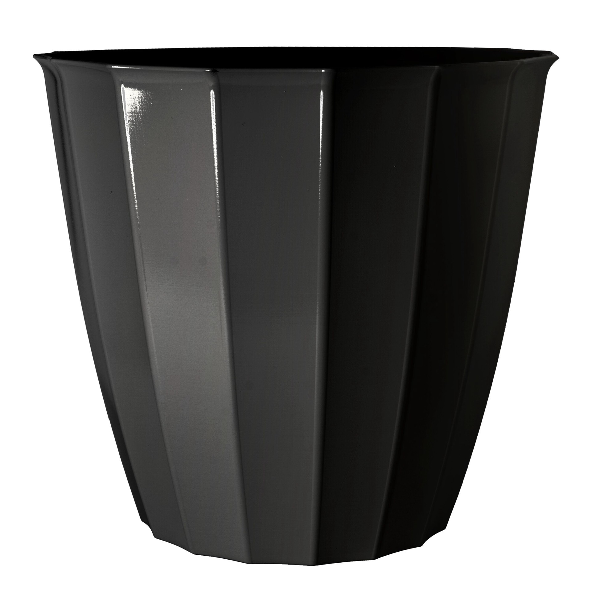 slide 1 of 4, Style Selections Round 15.2-in W x 13.7-in H Black Recycled Plastic Indoor/Outdoor Planter, 1 ct