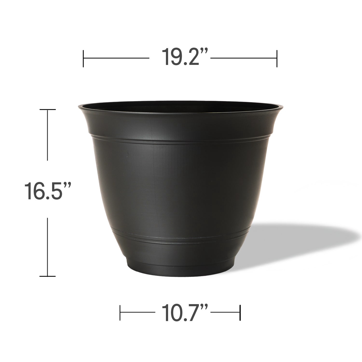 slide 3 of 6, Style Selections Round 19.21-in W x 19.21-in L Black Recycled plastic Indoor/Outdoor Planter, 1 ct