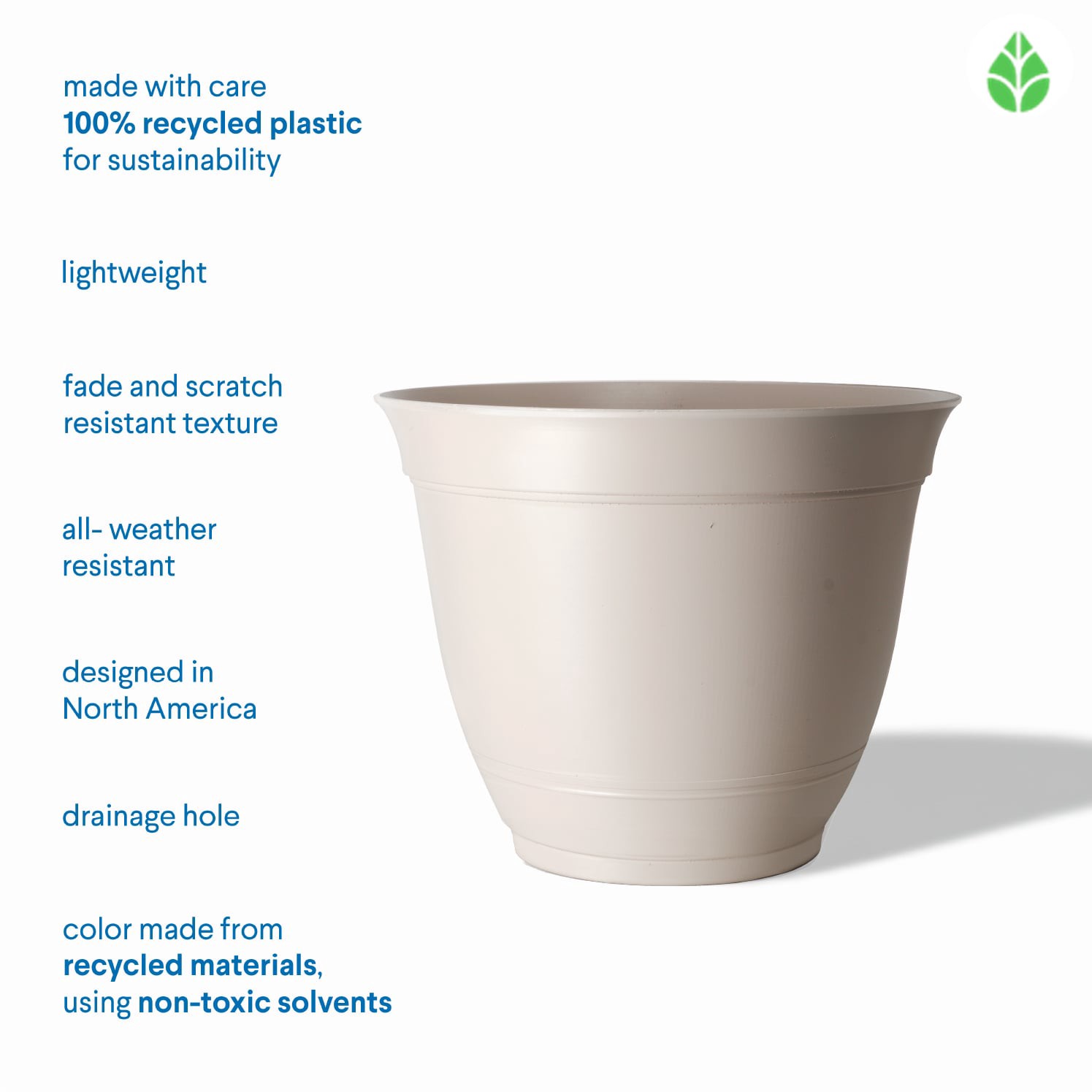 slide 5 of 6, Style Selections Round 7.72-in W x 7.72-in L Off-white Recycled plastic Indoor/Outdoor Planter, 1 ct