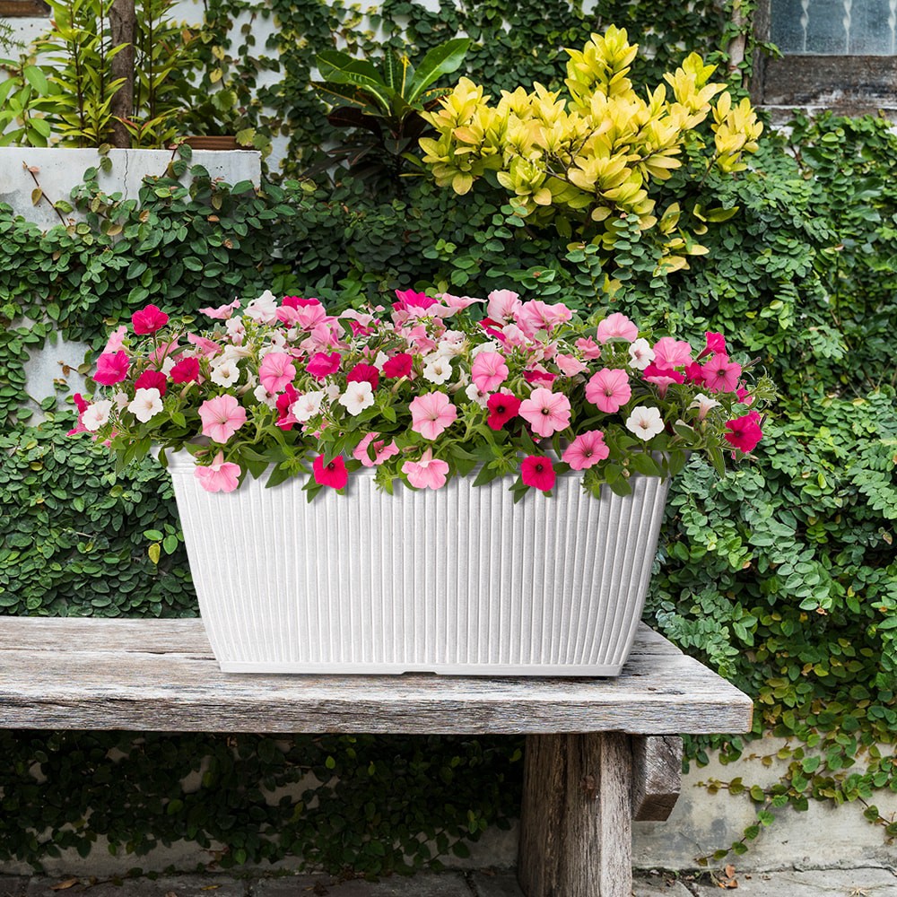 slide 2 of 4, Style Selections Rectangle 10-in W x 9.09-in H Off-white Recycled Plastic Indoor/Outdoor Window Box, 1 ct