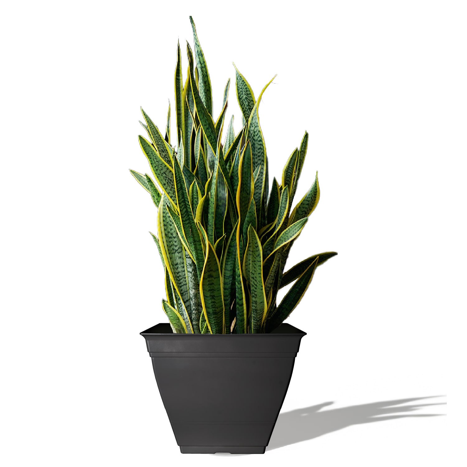 slide 2 of 6, Style Selections Square 13.11-in W x 13.11-in L Black Recycled plastic Indoor/Outdoor Planter, 1 ct