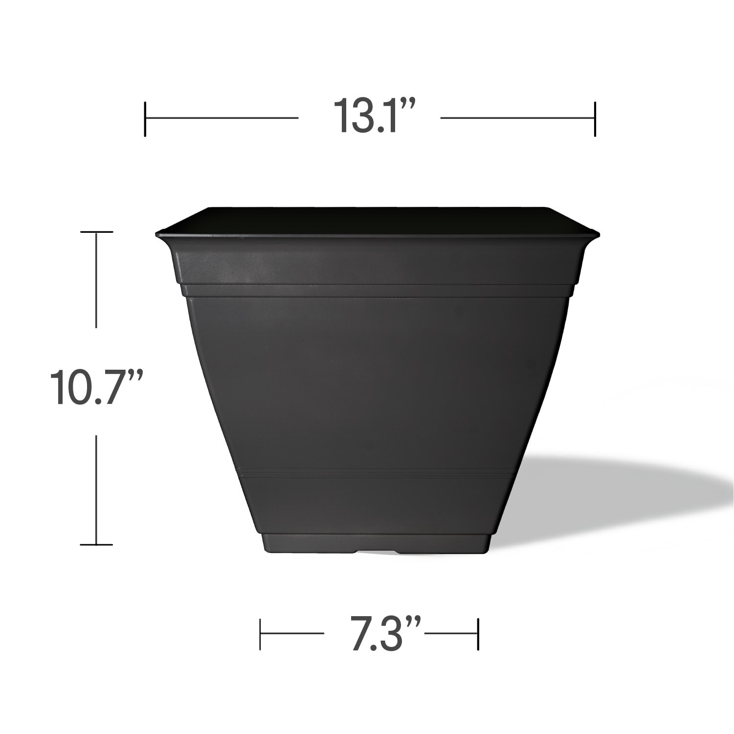 slide 3 of 6, Style Selections Square 13.11-in W x 13.11-in L Black Recycled plastic Indoor/Outdoor Planter, 1 ct