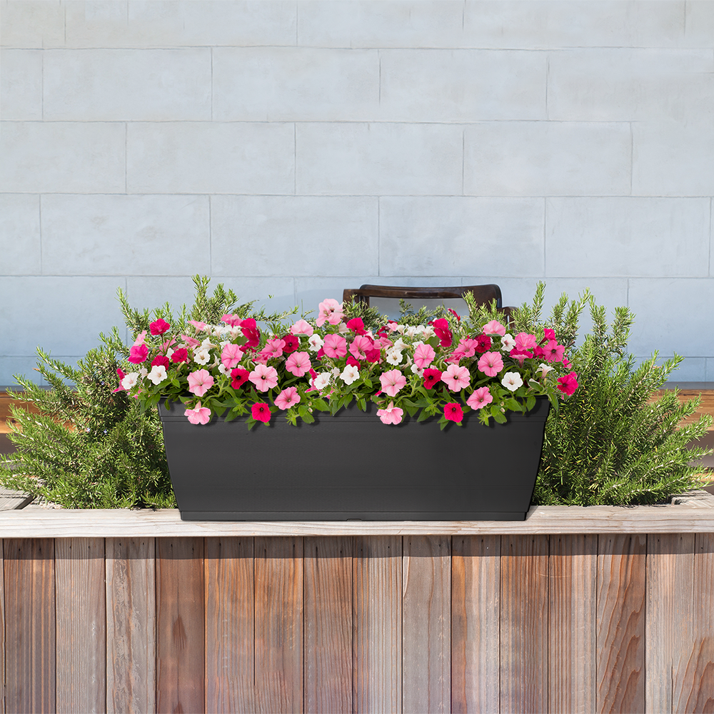 slide 2 of 4, Style Selections Rectangle 11.93-in W x 9.53-in H Black Recycled Plastic Indoor/Outdoor Window Box, 1 ct