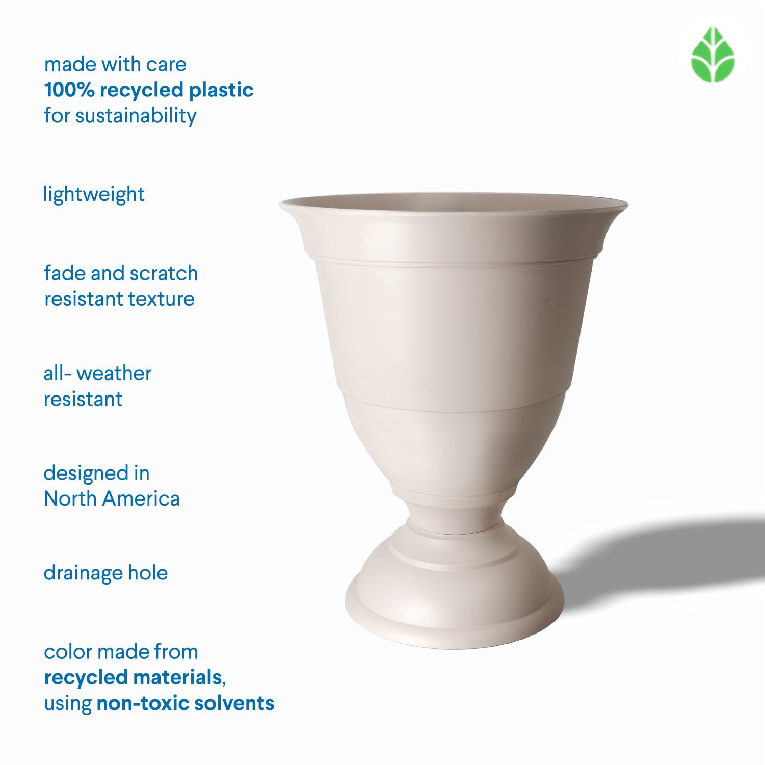 slide 5 of 5, Style Selections Round 15.91-in W x 15.91-in L Off-white Recycled plastic Indoor/Outdoor Planter, 1 ct