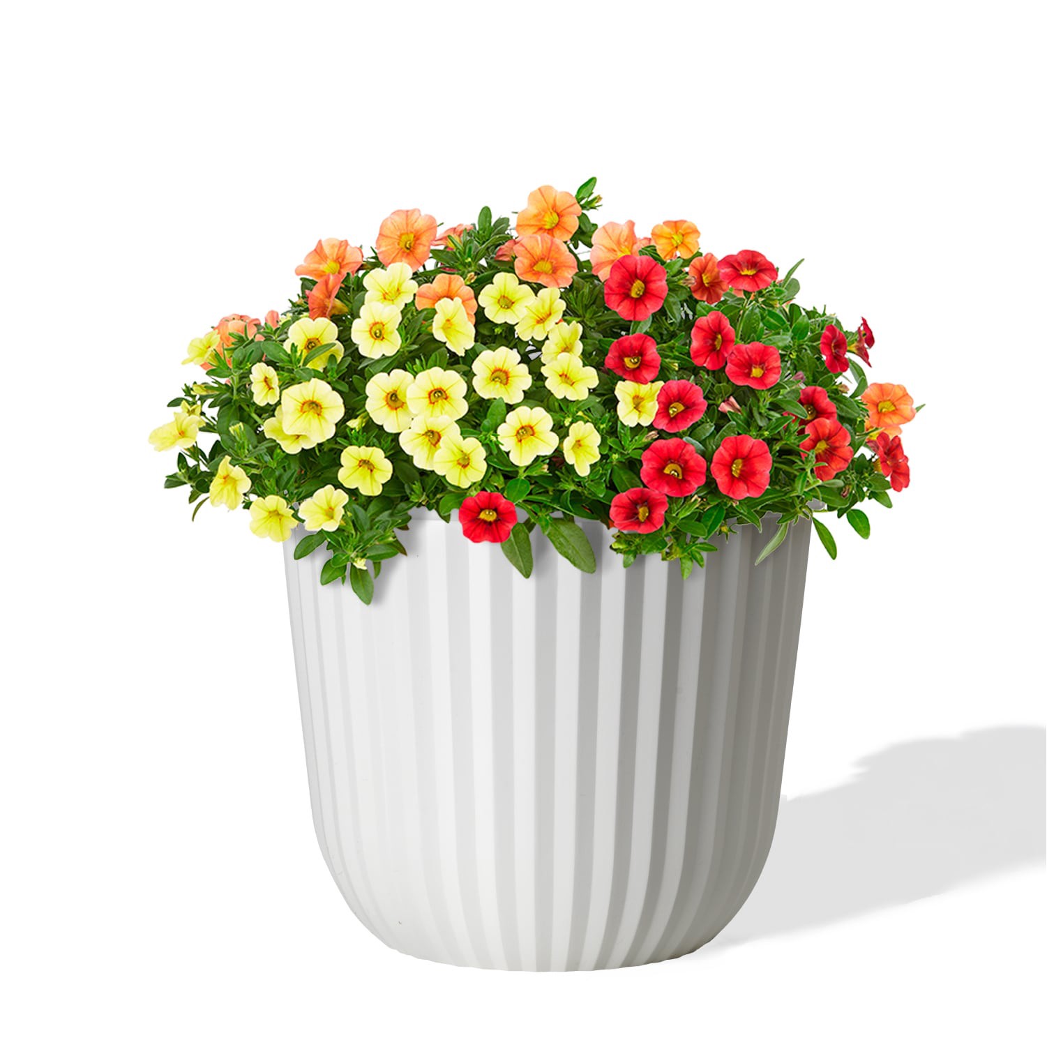 slide 2 of 6, Style Selections Round 12.13-in W x 11.81-in H x Off-white Recycled plastic Indoor/Outdoor Planter, 1 ct