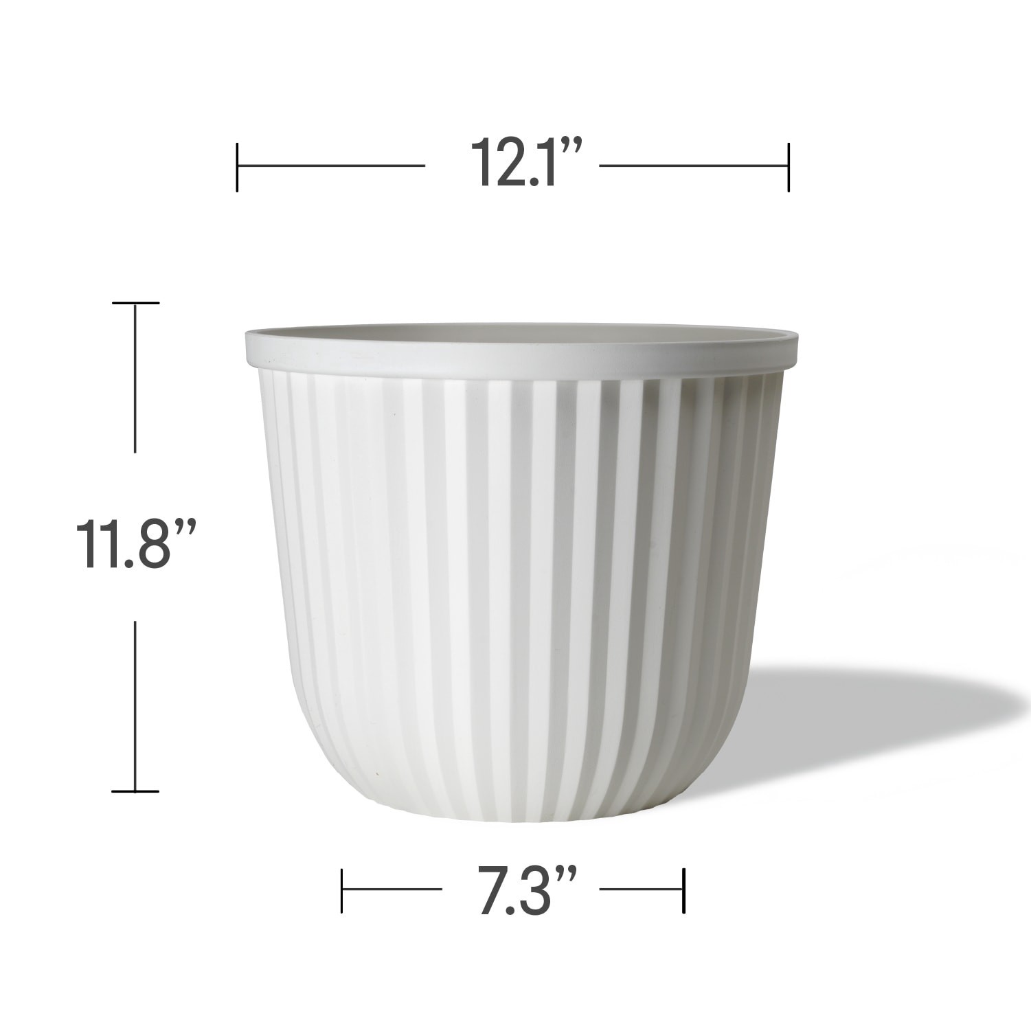 slide 3 of 6, Style Selections Round 12.13-in W x 11.81-in H x Off-white Recycled plastic Indoor/Outdoor Planter, 1 ct