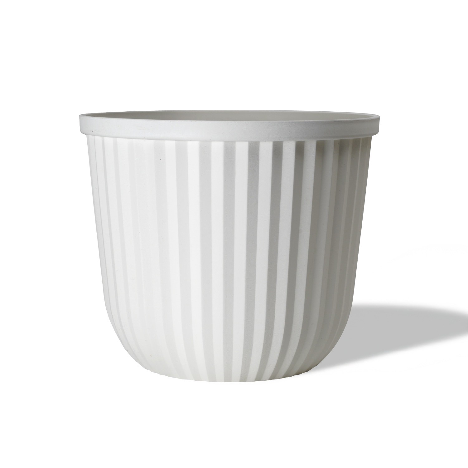 slide 1 of 6, Style Selections Round 12.13-in W x 11.81-in H x Off-white Recycled plastic Indoor/Outdoor Planter, 1 ct