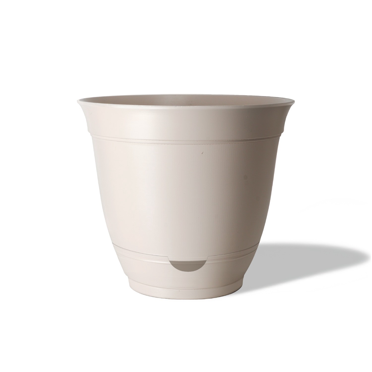 slide 1 of 4, Style Selections Round 14-in W x 12.87-in H Off-white Recycled Plastic Indoor/Outdoor Planter, 1 ct