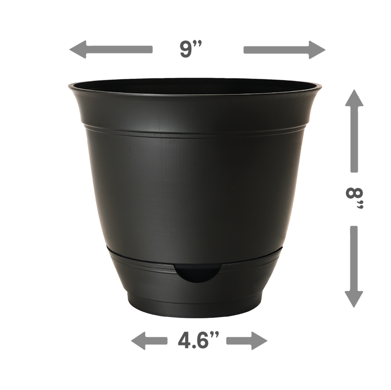 slide 3 of 4, Style Selections Round 9.02-in W x 8.07-in H Black Recycled Plastic Indoor/Outdoor Planter, 1 ct