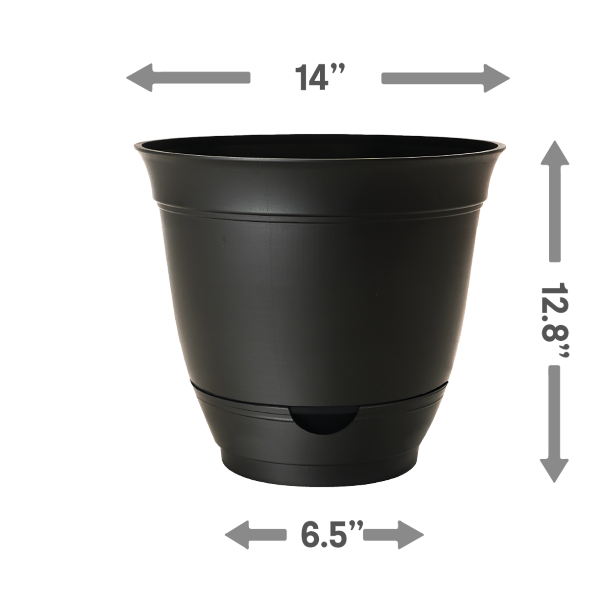 slide 3 of 4, Style Selections Round 14-in W x 12.87-in H Black Recycled Plastic Indoor/Outdoor Planter, 1 ct