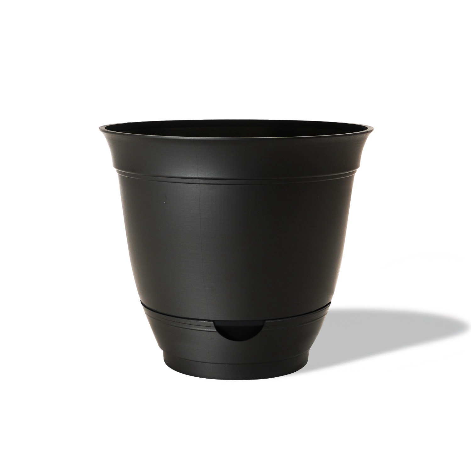 slide 1 of 4, Style Selections Round 14-in W x 12.87-in H Black Recycled Plastic Indoor/Outdoor Planter, 1 ct