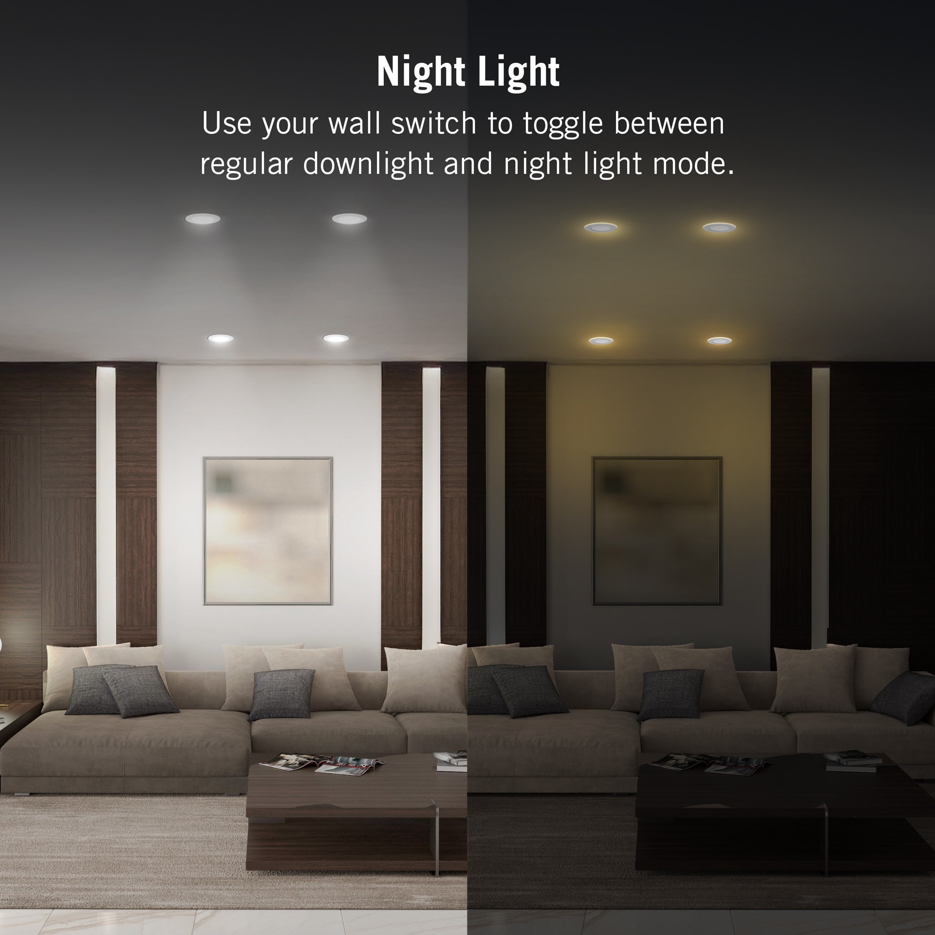 slide 6 of 6, Utilitech White with Night Light 4-in 750 -Lumens Switchable white Round Dimmable LED Canless Wet rated Recessed Downlight, 1 ct