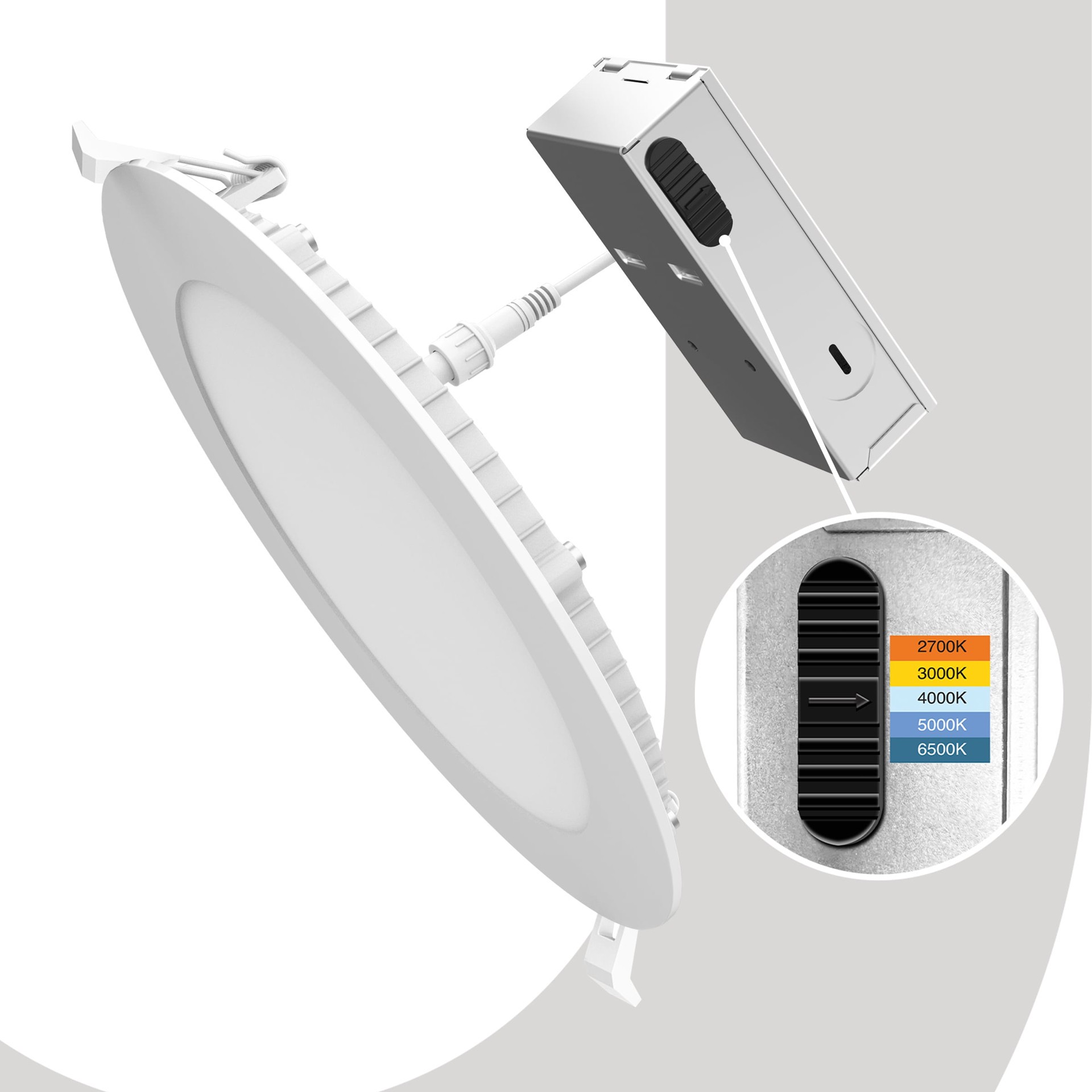 slide 3 of 6, Utilitech White with Bug Light 6-in 1200 -Lumens Switchable white Round Dimmable LED Canless Wet rated Recessed Downlight, 1 ct