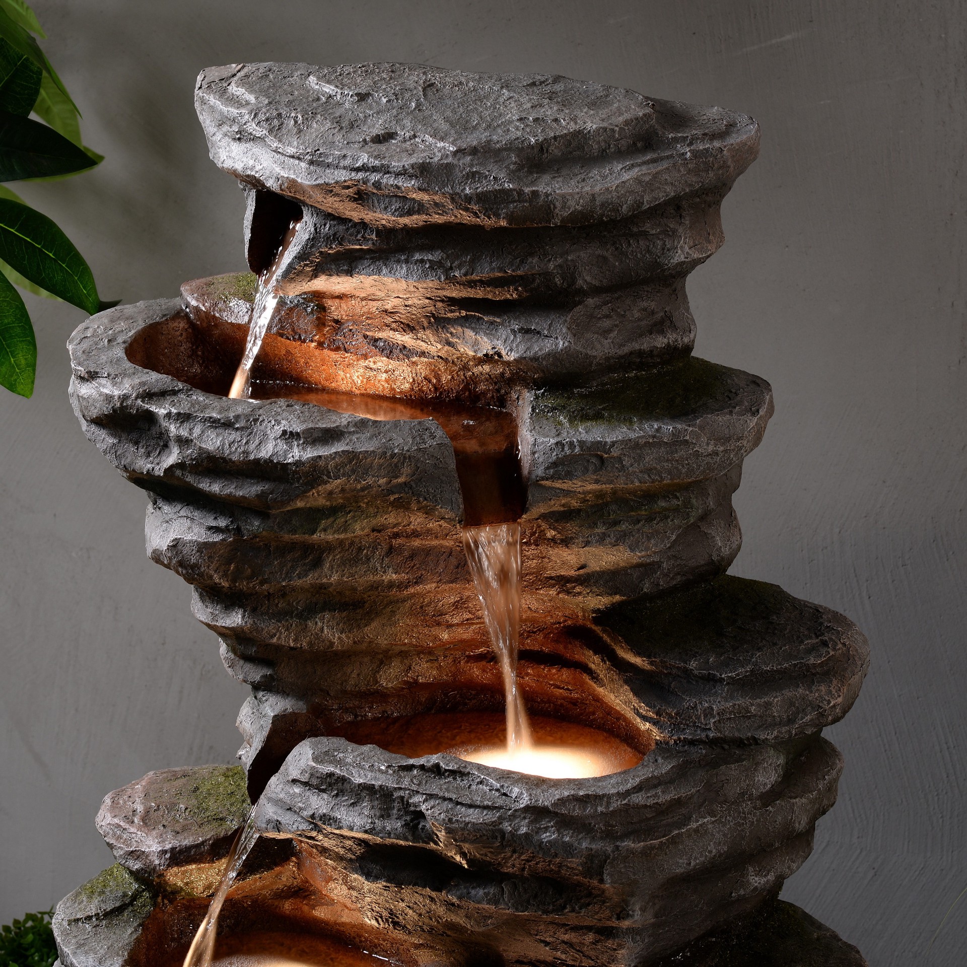 slide 5 of 6, allen + roth 40.2-in H Resin Electric Powered Rock Outdoor Fountain Pump Included, 1 ct