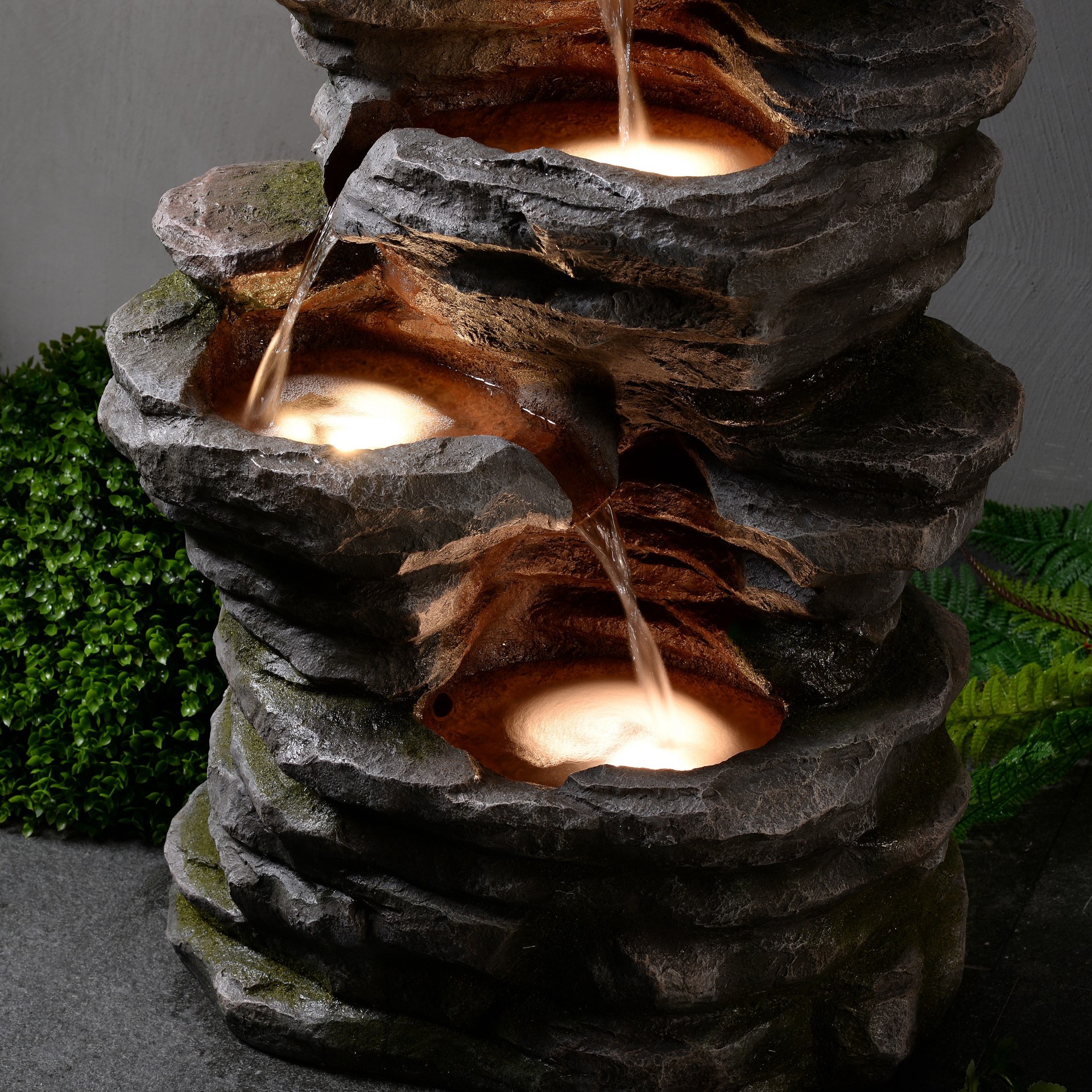 slide 6 of 6, allen + roth 40.2-in H Resin Electric Powered Rock Outdoor Fountain Pump Included, 1 ct