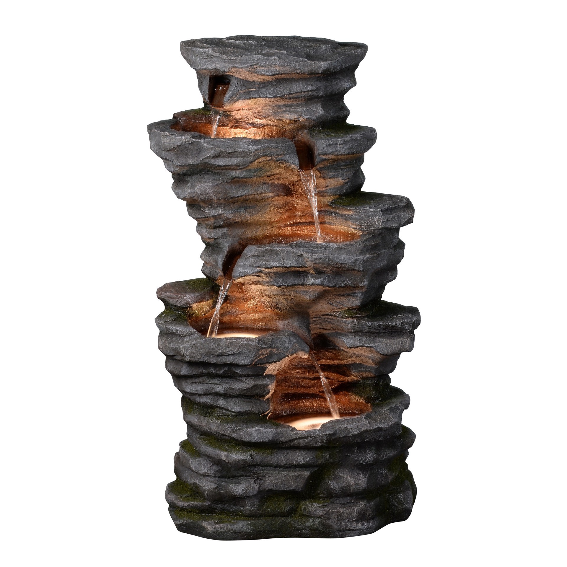 slide 1 of 6, allen + roth 40.2-in H Resin Electric Powered Rock Outdoor Fountain Pump Included, 1 ct