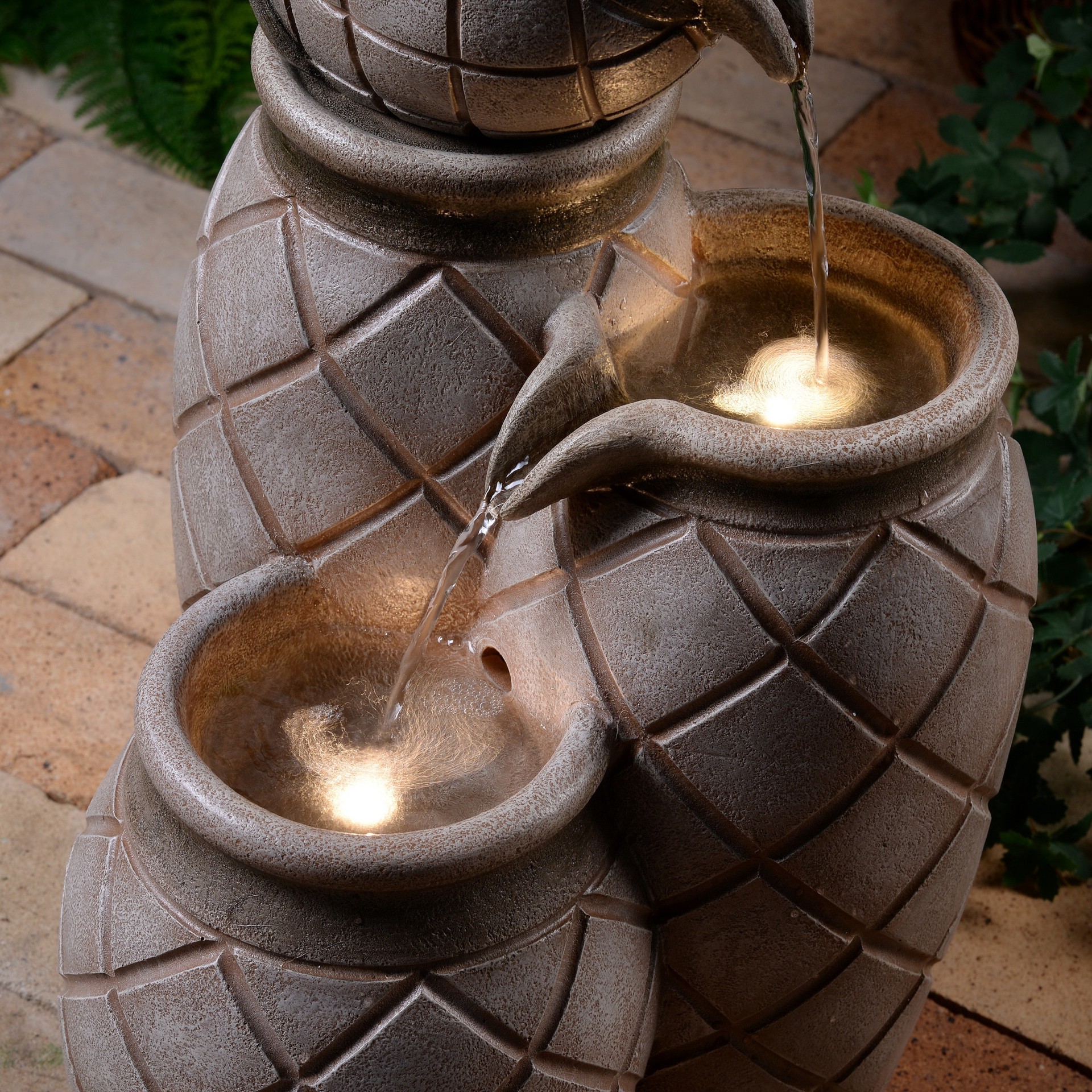 slide 6 of 6, allen + roth 26-in H Resin Electric Powered Tiered Outdoor Fountain Pump Included, 1 ct