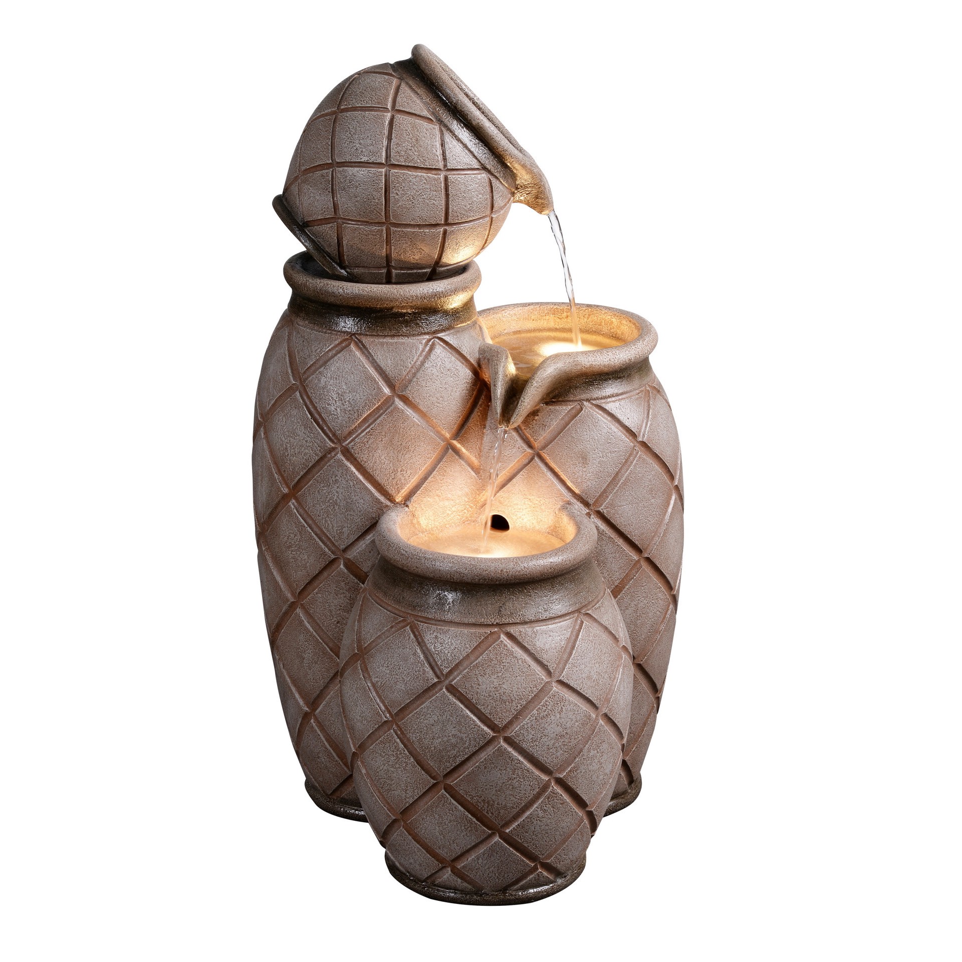 slide 1 of 6, allen + roth 26-in H Resin Electric Powered Tiered Outdoor Fountain Pump Included, 1 ct