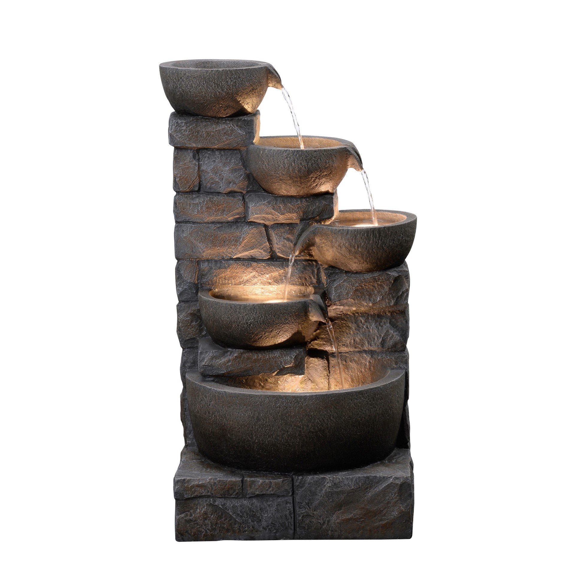 slide 1 of 6, Style Selections 27-in H Resin Electric Powered Tiered Outdoor Fountain Pump Included, 1 ct