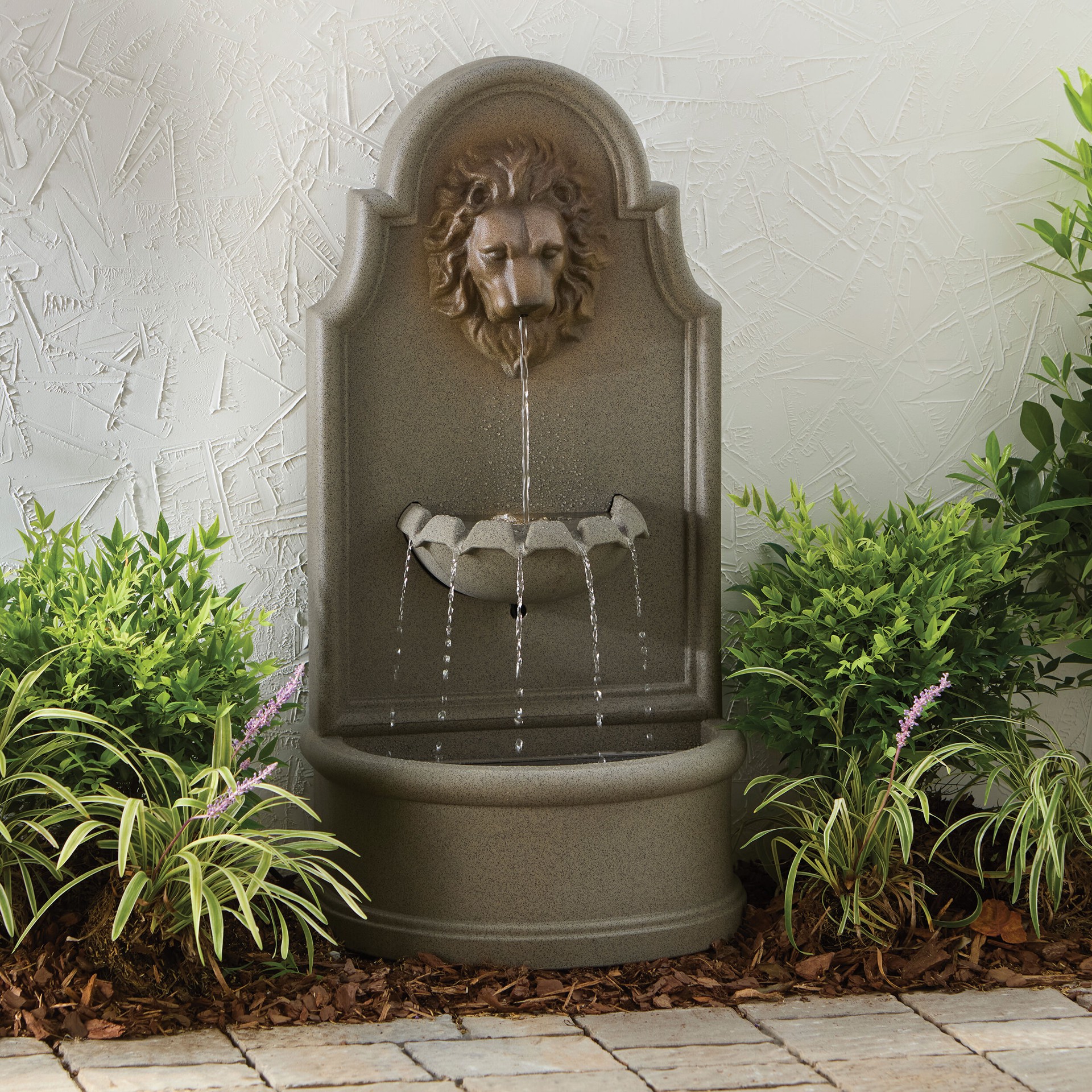 slide 2 of 6, allen + roth 40-in H Plastic Electric Powered Wall Outdoor Fountain Pump Included, 1 ct