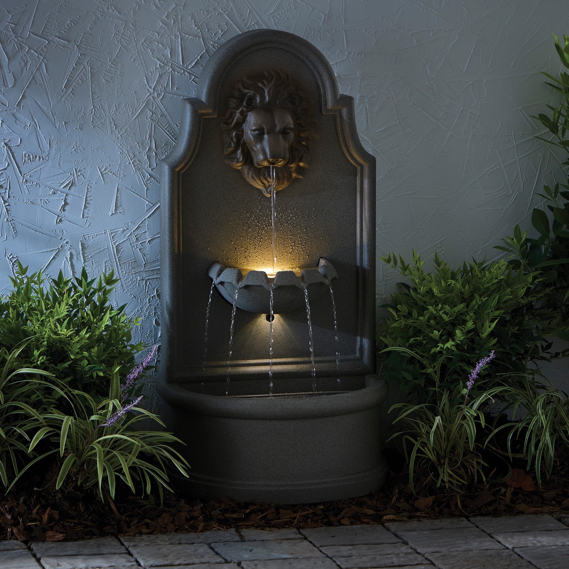 slide 3 of 6, allen + roth 40-in H Plastic Electric Powered Wall Outdoor Fountain Pump Included, 1 ct