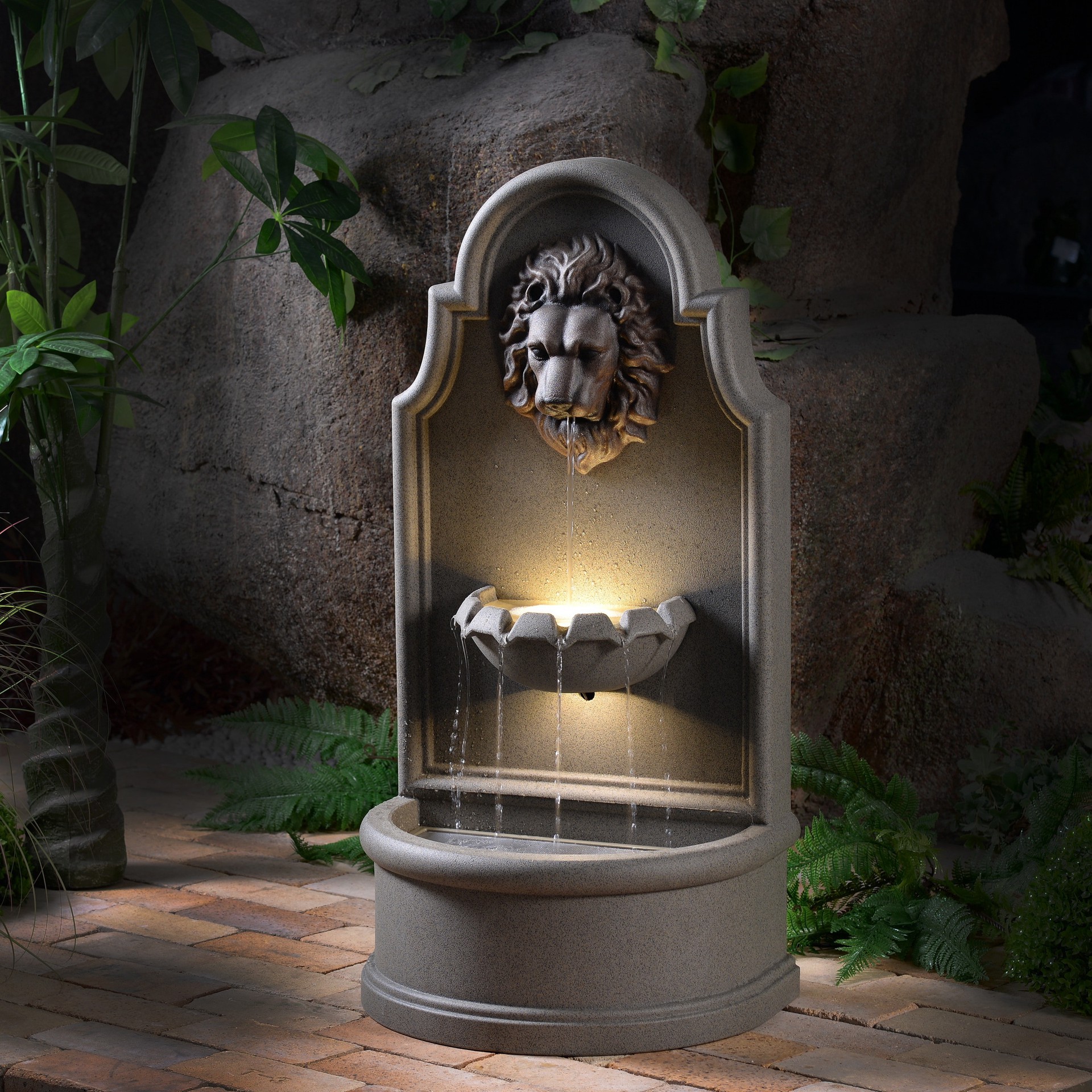 slide 4 of 6, allen + roth 40-in H Plastic Electric Powered Wall Outdoor Fountain Pump Included, 1 ct