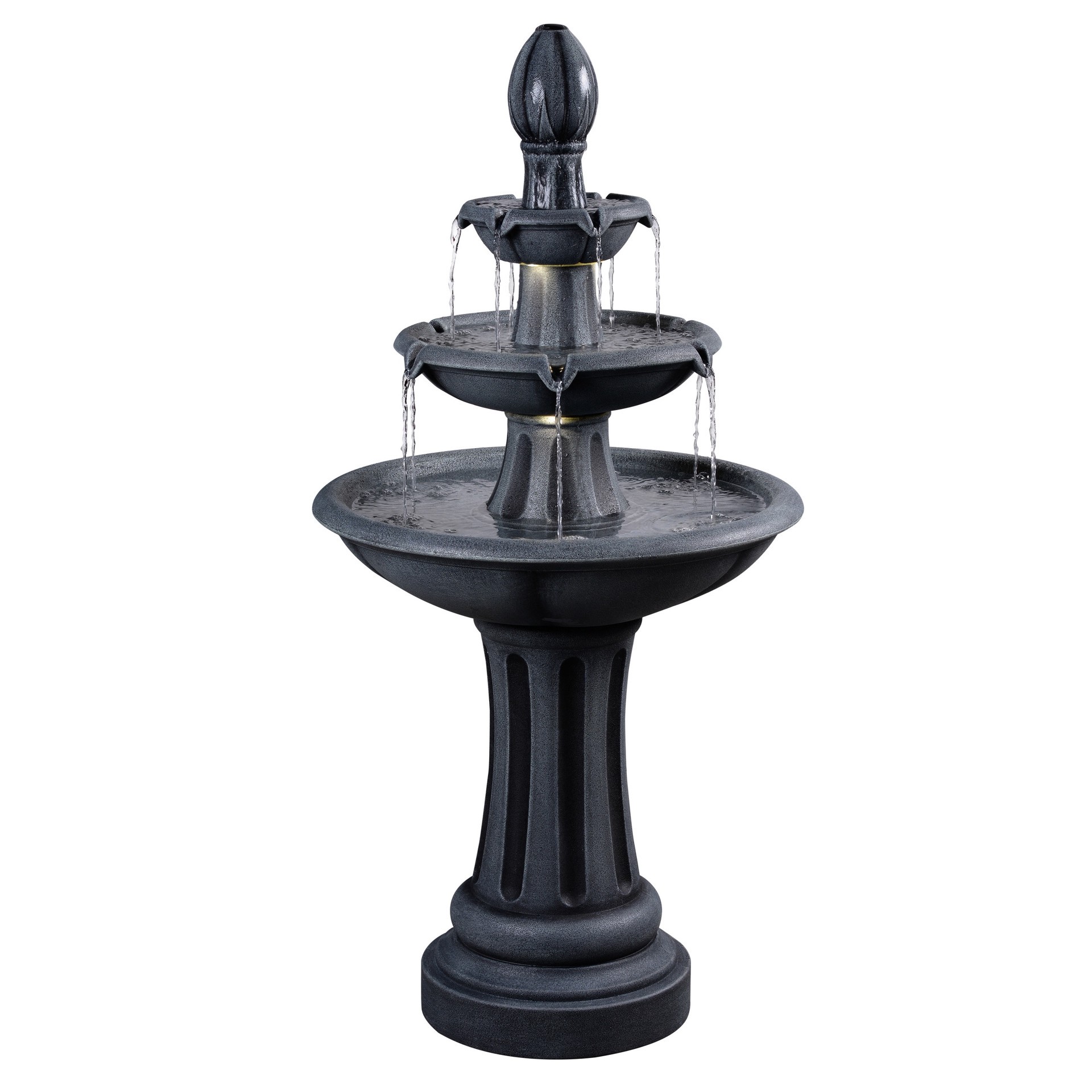 slide 1 of 6, allen + roth 46-in H Plastic Electric Powered Tiered Outdoor Fountain Pump Included, 1 ct