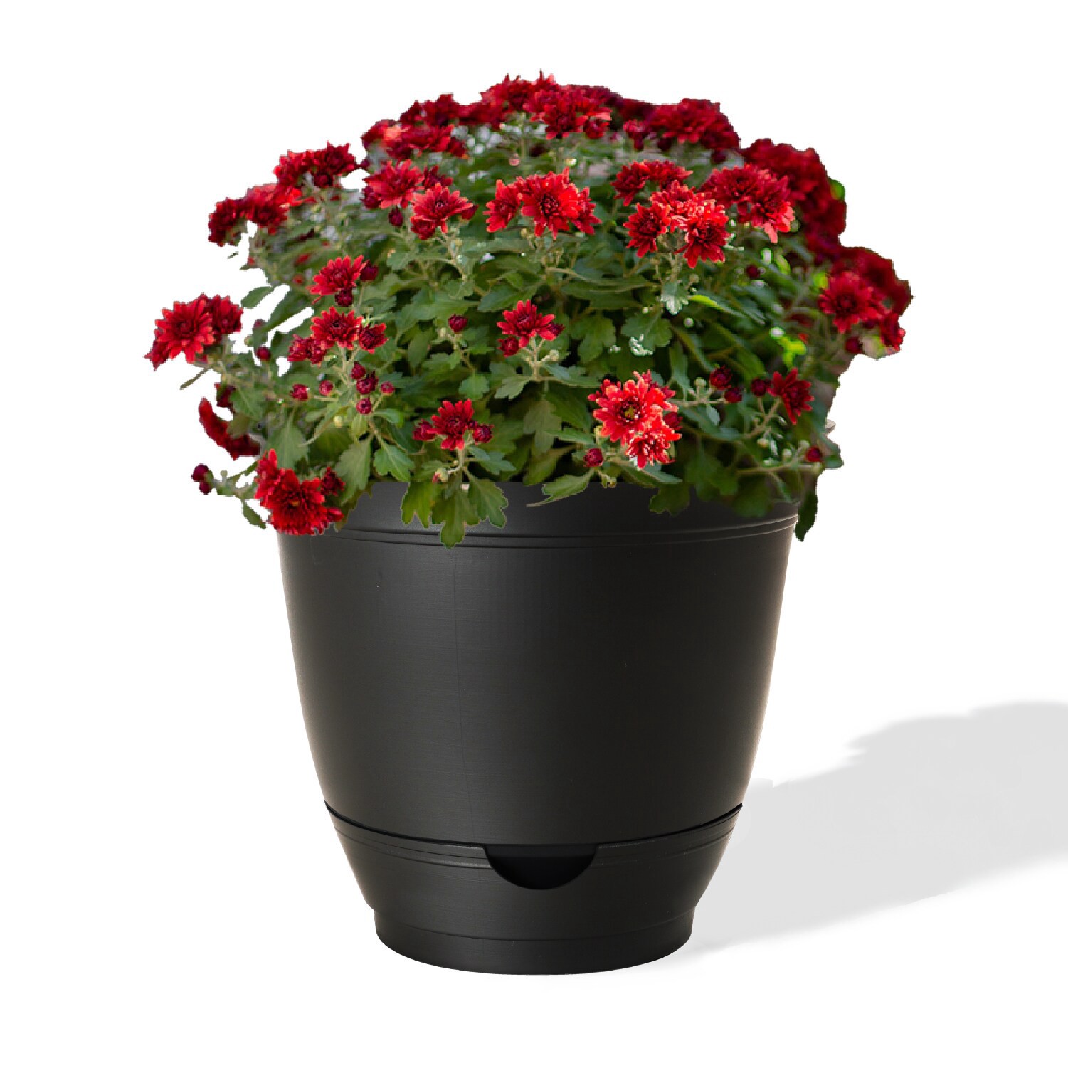 slide 2 of 5, Style Selections Round 8.07-in W Black Recycled plastic Indoor/Outdoor Planter, 1 ct