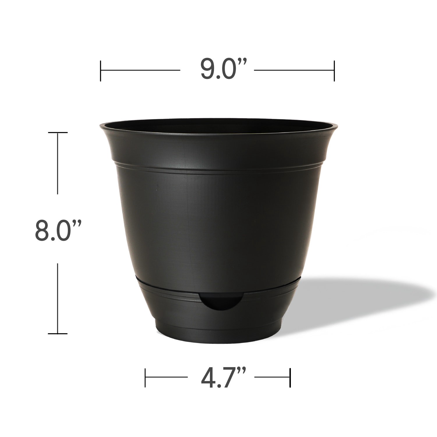 slide 3 of 5, Style Selections Round 8.07-in W Black Recycled plastic Indoor/Outdoor Planter, 1 ct