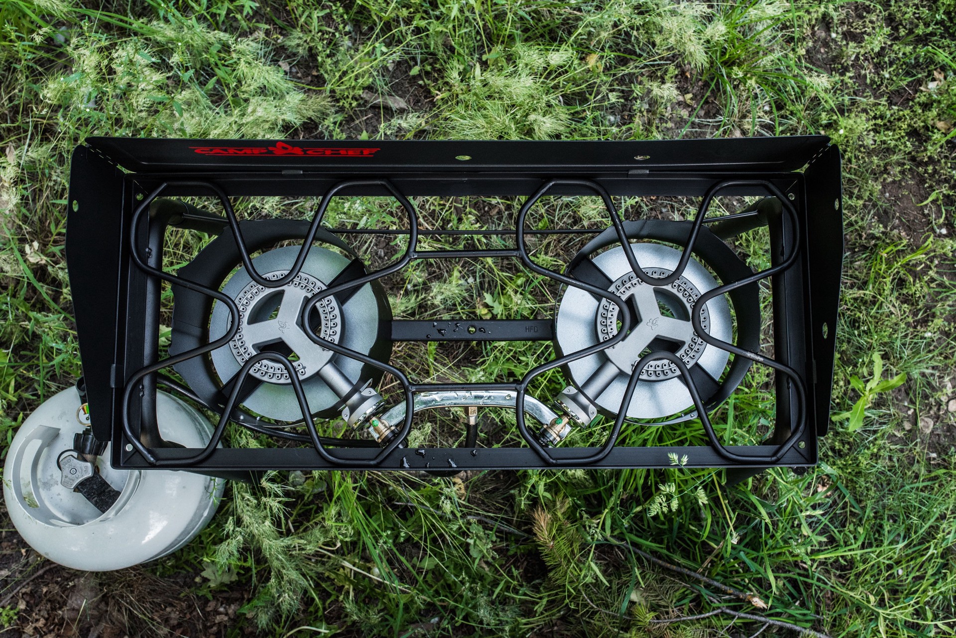 slide 4 of 6, Camp Chef Explorer 2-Burners Propane Manual Steel Outdoor Stove, 1 ct