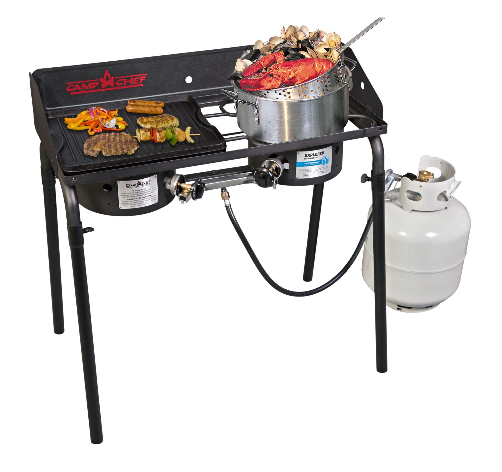 slide 6 of 6, Camp Chef Explorer 2-Burners Propane Manual Steel Outdoor Stove, 1 ct
