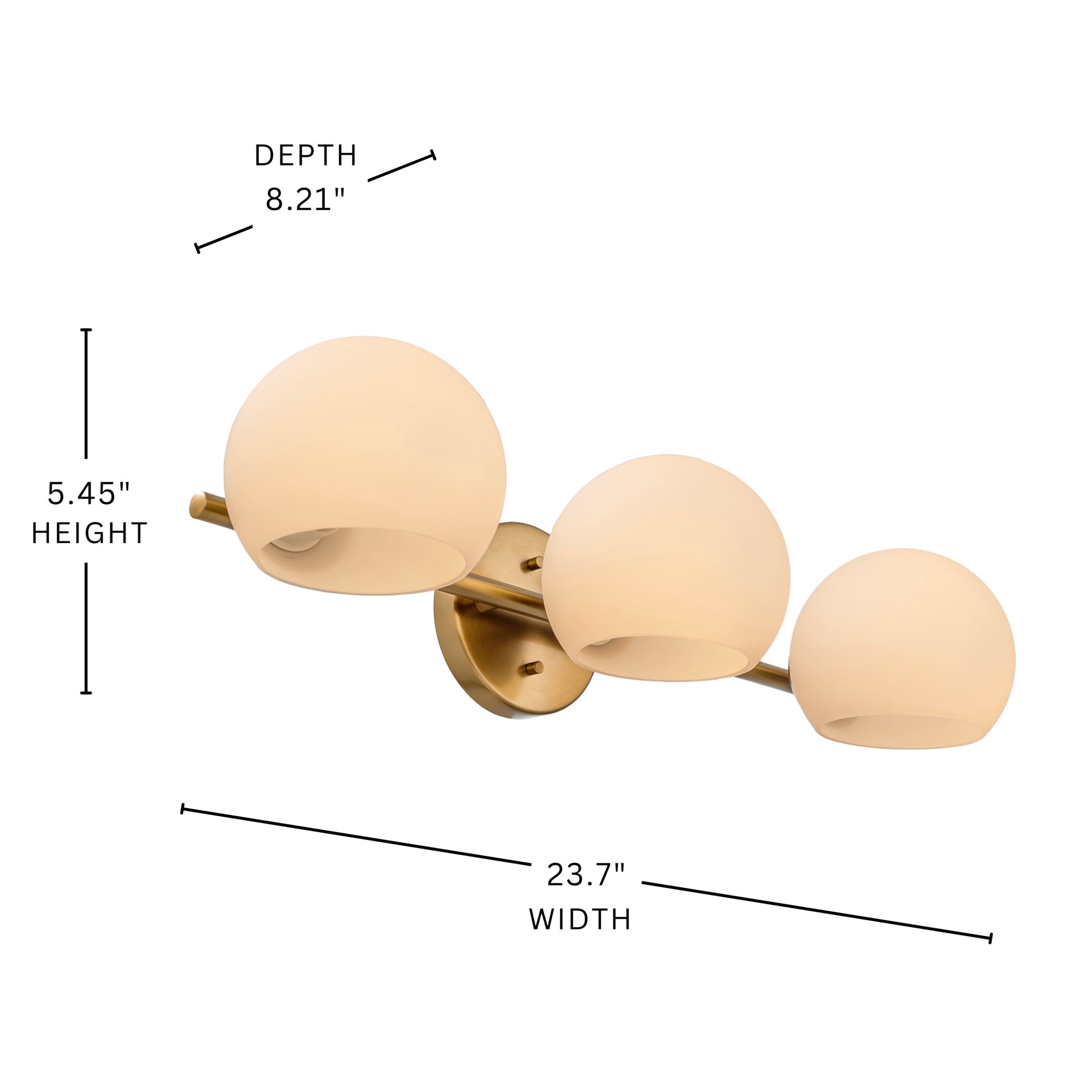 slide 6 of 6, Origin 21 Nova 23.7-in 3 Light Satin Champagne Mid-century Bathroom Vanity light, 1 ct