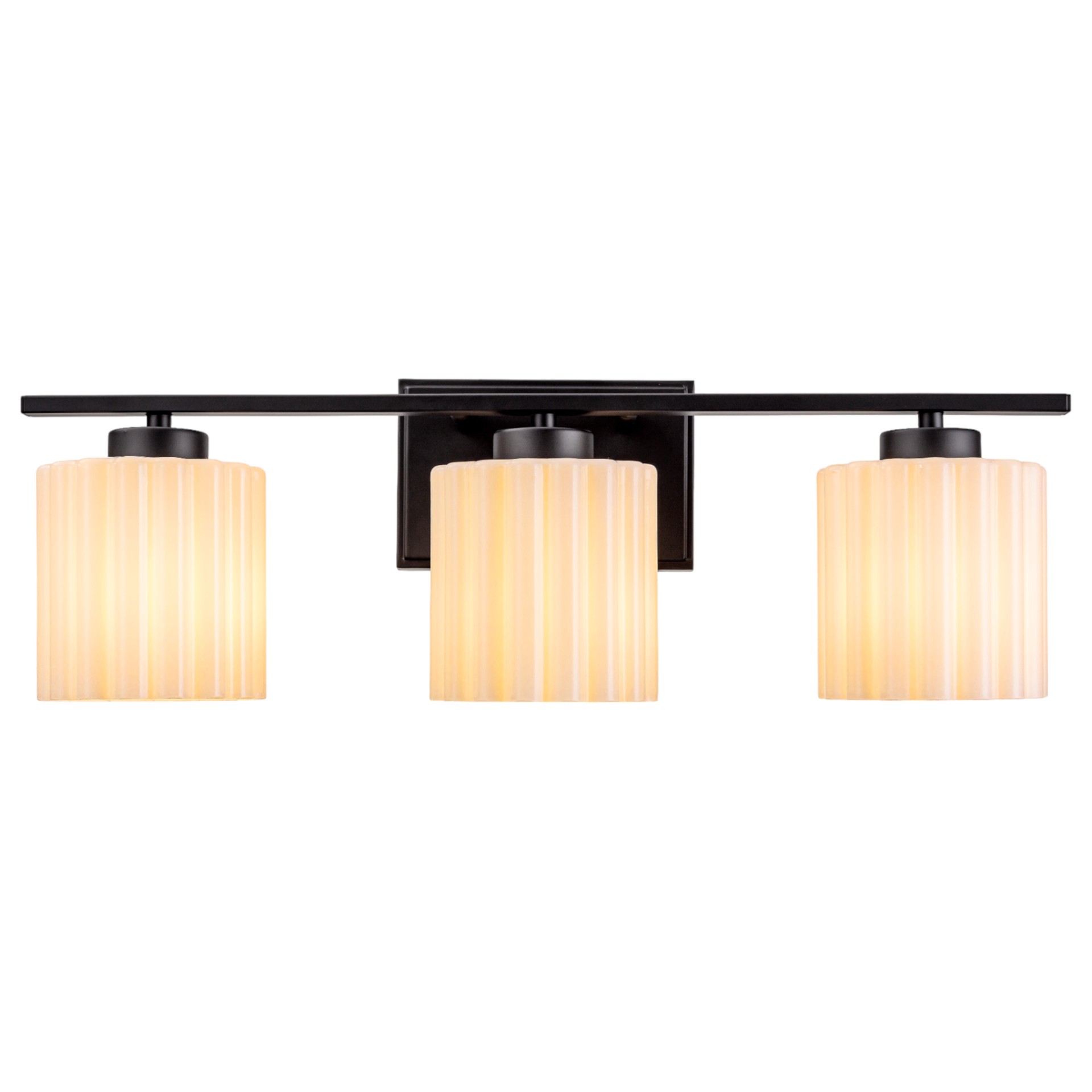 slide 4 of 6, allen + roth Maylin 23-in 3 -Light Matte Black Modern/contemporary Vanity light, 1 ct