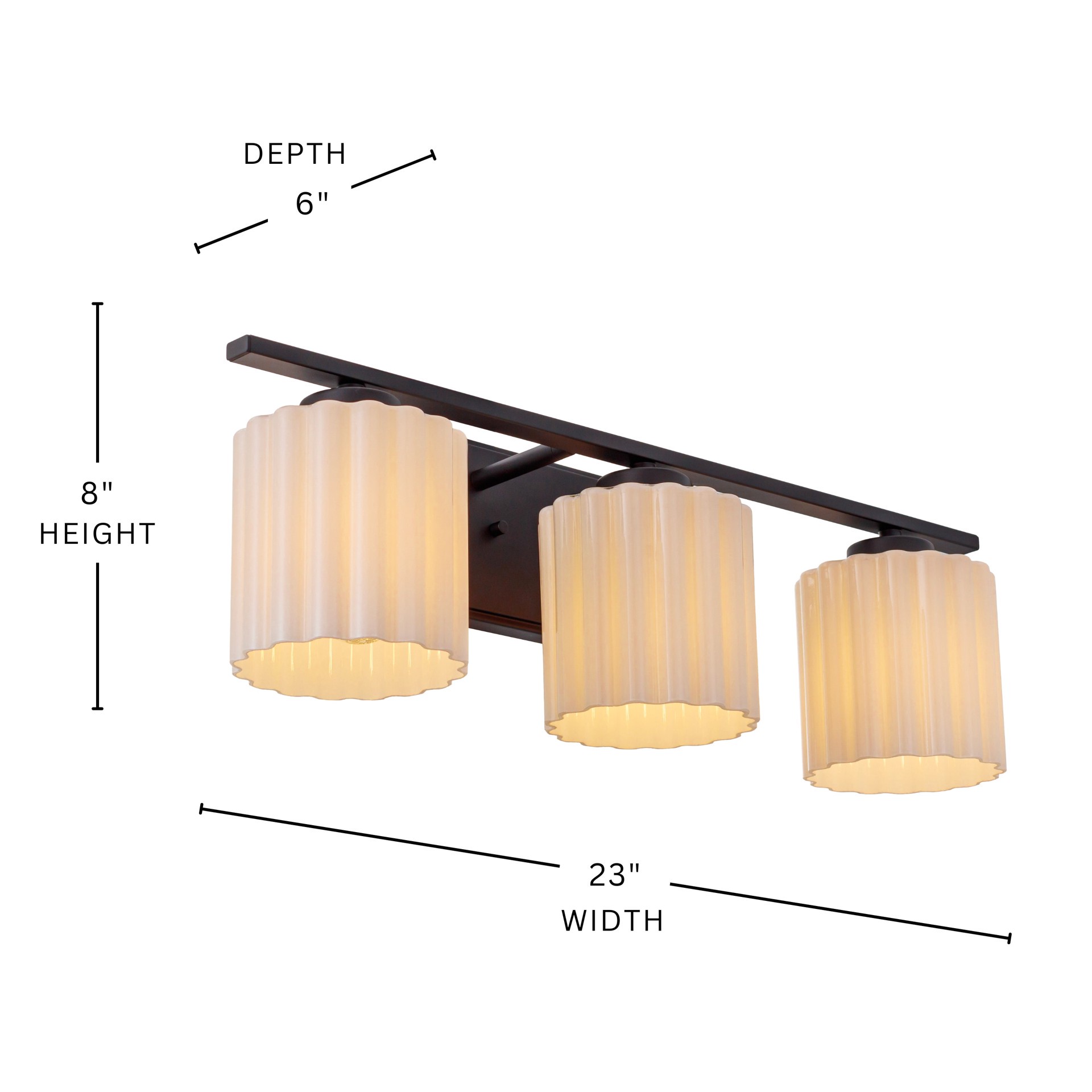 slide 6 of 6, allen + roth Maylin 23-in 3 -Light Matte Black Modern/contemporary Vanity light, 1 ct