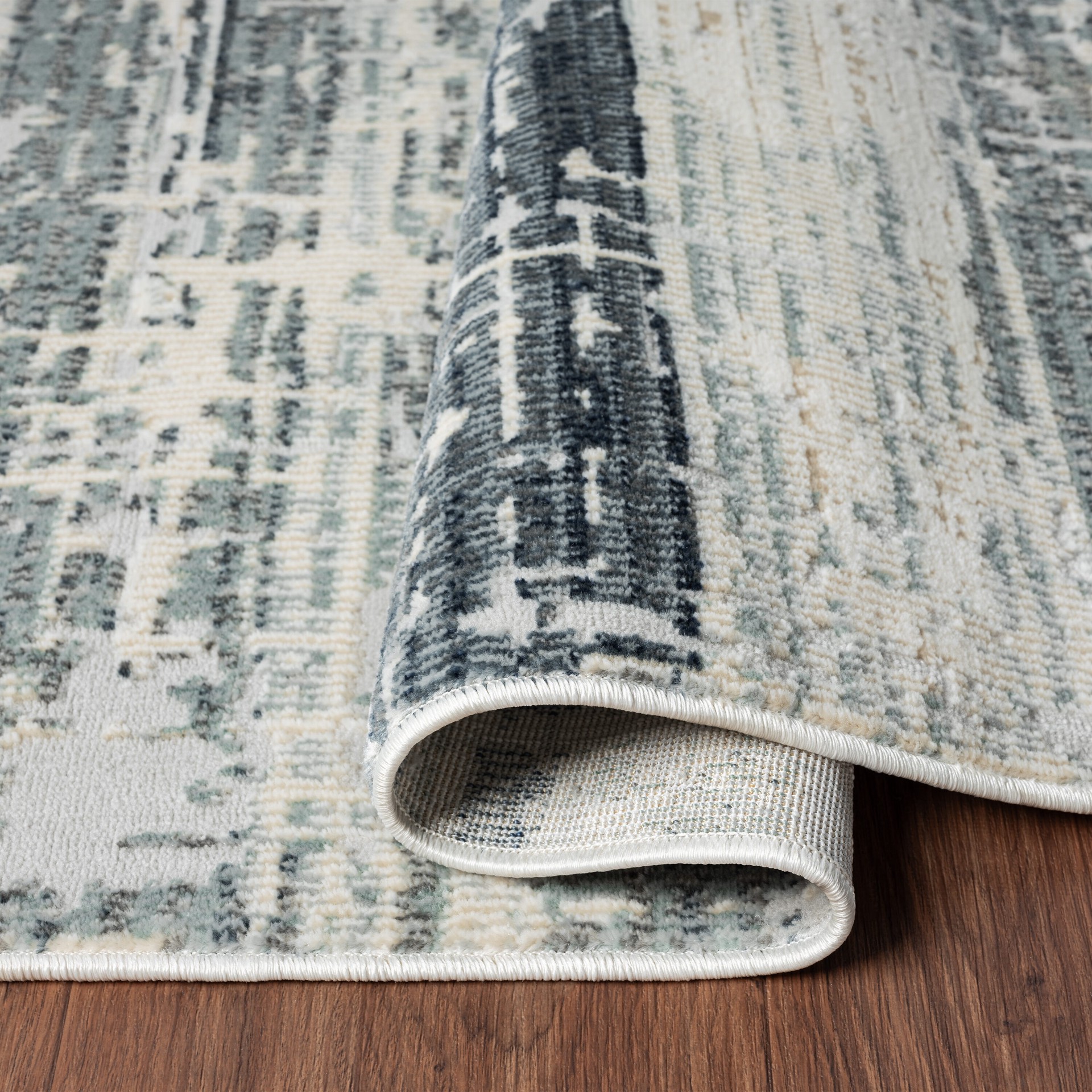 slide 3 of 6, Origin 21 Sapphira 5 x 7 (ft) Loomed Polyester/Polypropylene Beige Blue Rectangular Indoor Spot Clean Only Pet Friendly Area rug, 1 ct