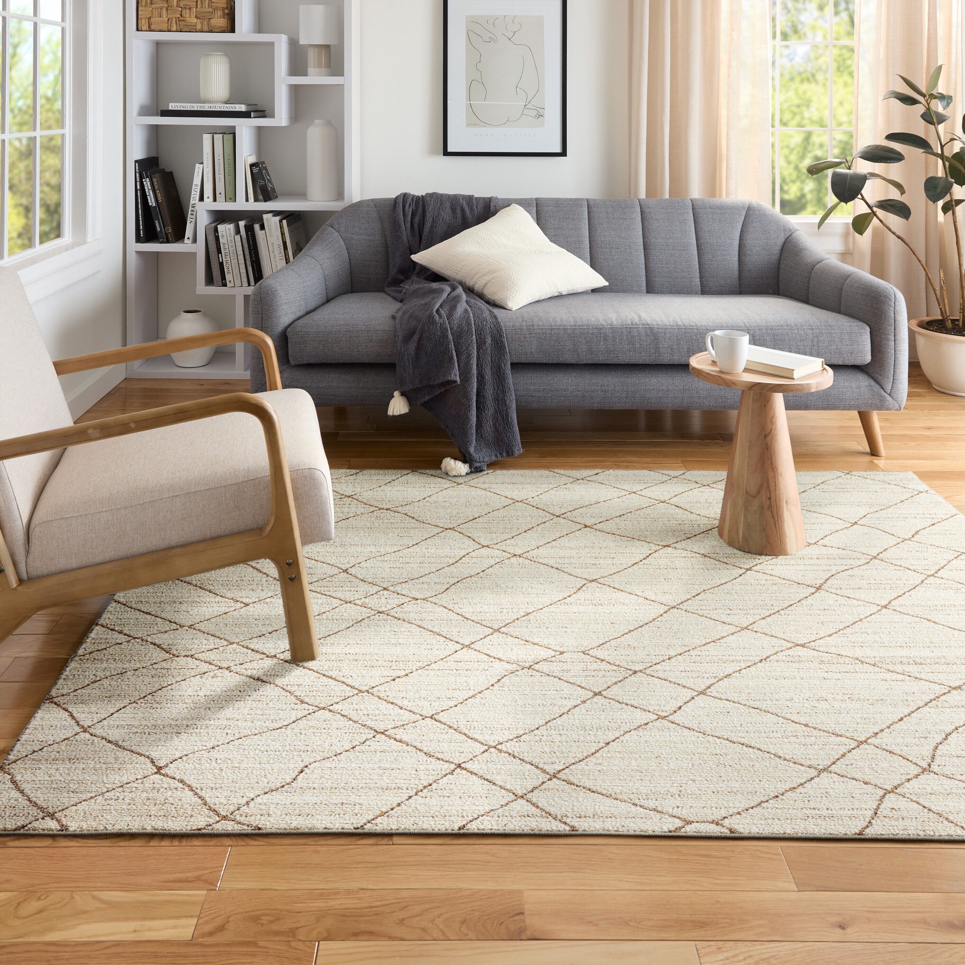 slide 6 of 6, Origin 21 Leocadia 5 x 7 (ft) Loomed Polyester/Polypropylene Ivory-Rust Rectangular Indoor Spot Clean Only Pet Friendly Area rug, 1 ct