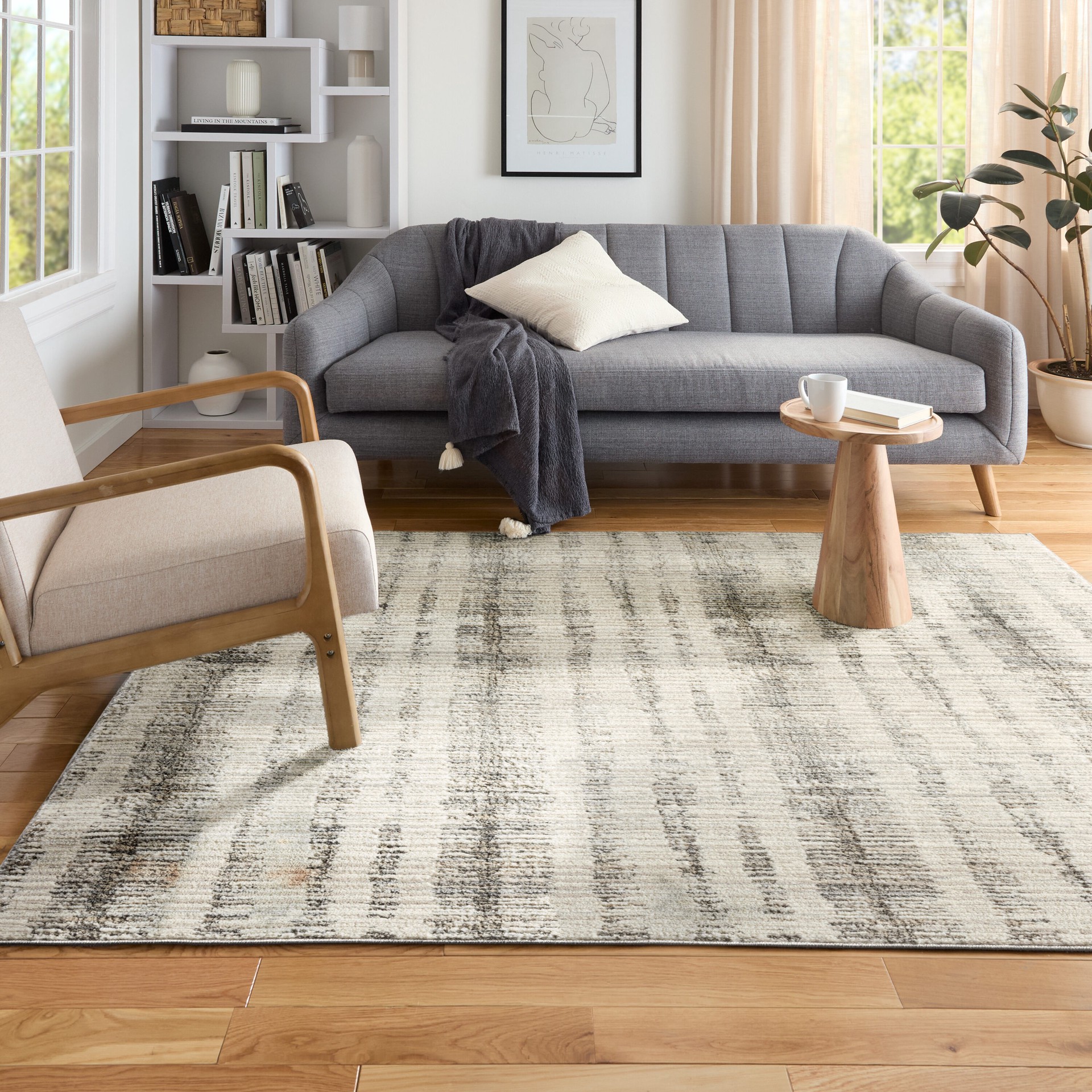 slide 6 of 6, Origin 21 Ambrose 5 x 7 (ft) Loomed Polyester/Polypropylene Beige Gray Rectangular Indoor Spot Clean Only Pet Friendly Area rug, 1 ct