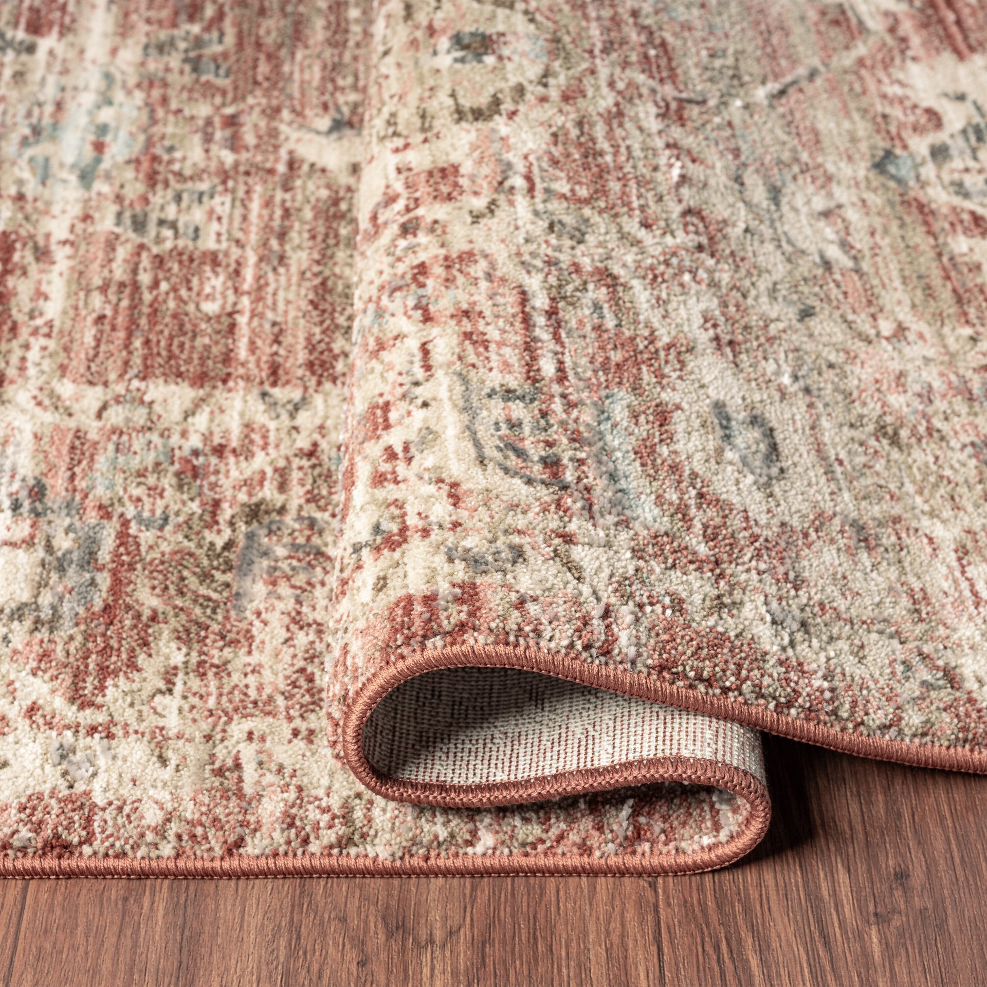 slide 3 of 6, allen + roth Azalea 5 x 8 (ft) Loomed Rust Rectangular Indoor Pet Friendly Area rug, 1 ct