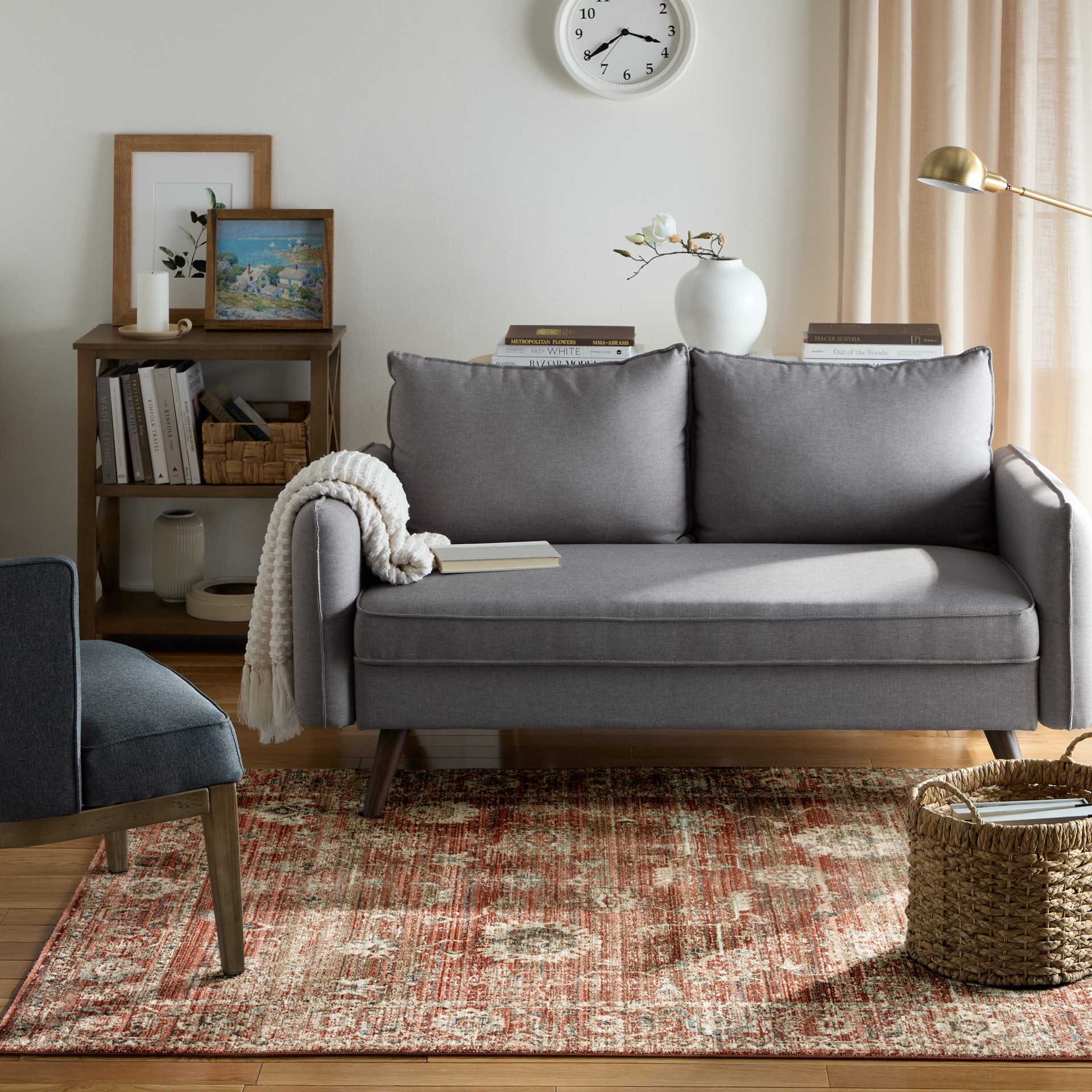 slide 6 of 6, allen + roth Azalea 5 x 8 (ft) Loomed Rust Rectangular Indoor Pet Friendly Area rug, 1 ct