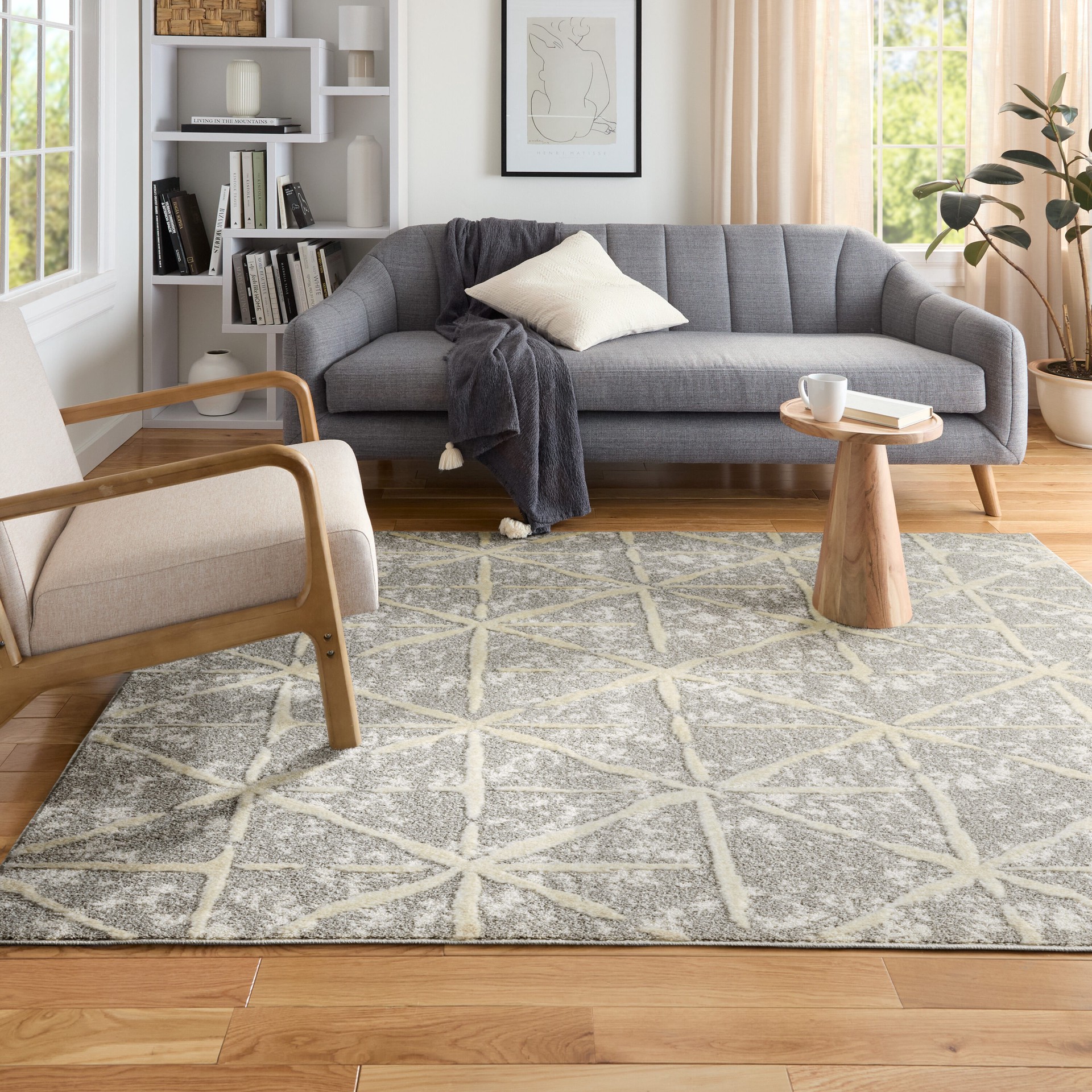 slide 6 of 6, Origin 21 Celestia 5 x 7 (ft) Loomed Polyester Light Gray Rectangular Indoor Spot Clean Only Pet Friendly Area rug, 1 ct