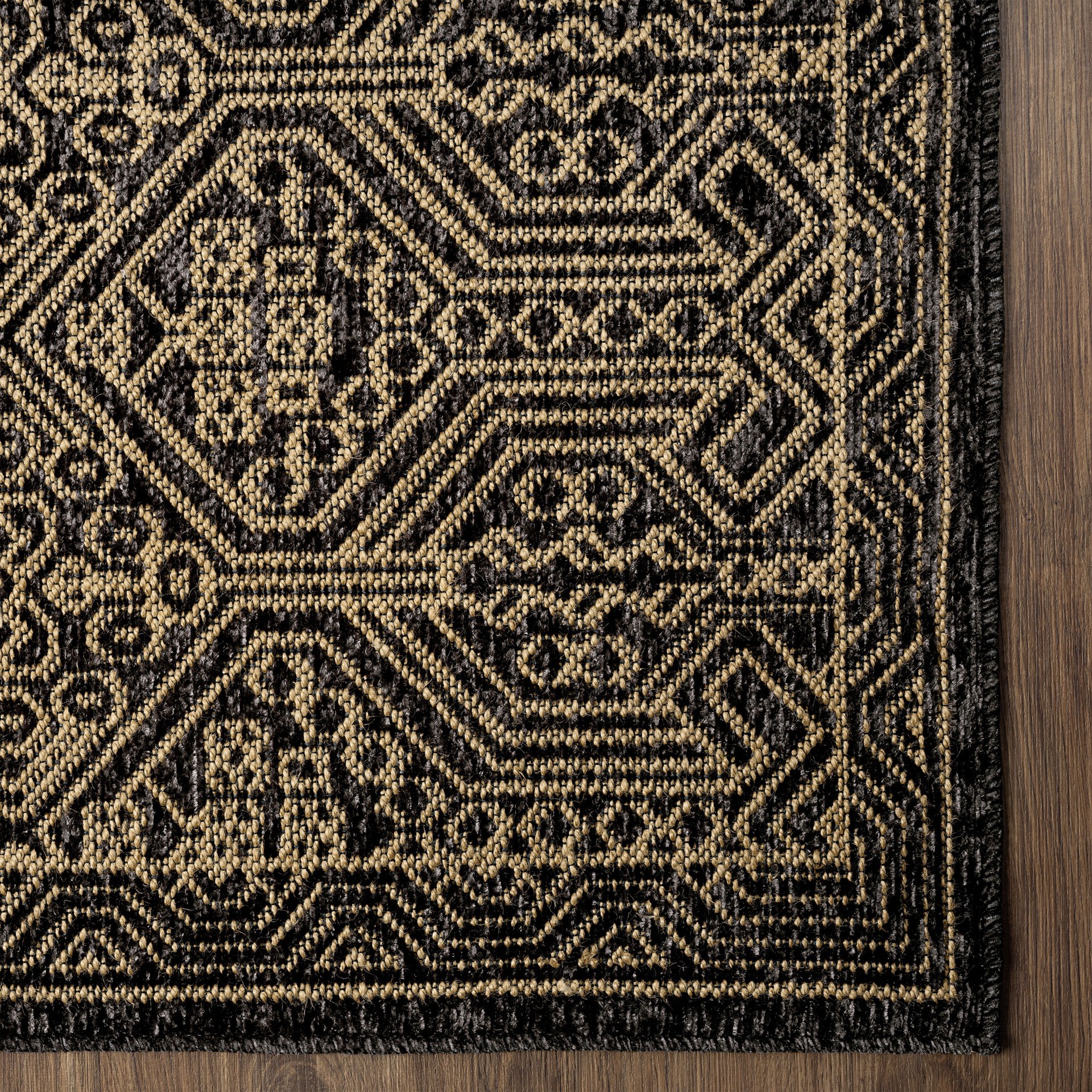 slide 4 of 6, allen + roth Theon 5 x 7 (ft) Loomed Jute Charcoal Rectangular Indoor Mid-Century Modern Pet Friendly Area rug, 1 ct