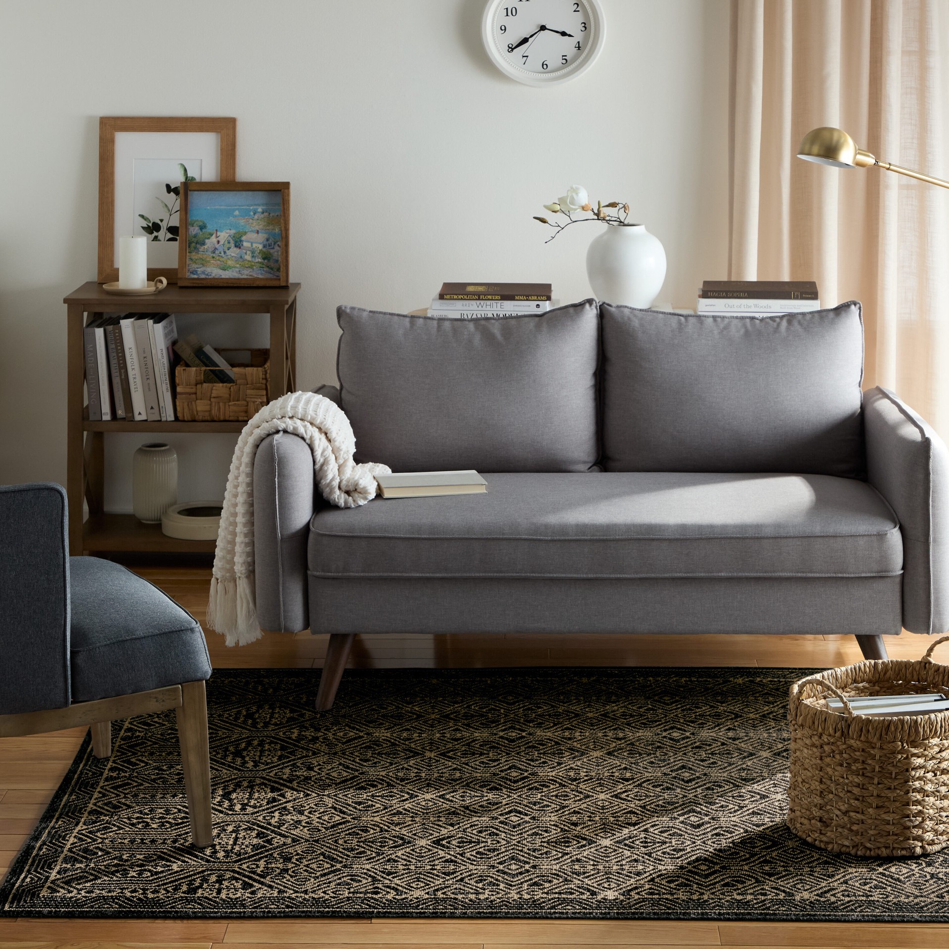 slide 6 of 6, allen + roth Theon 5 x 7 (ft) Loomed Jute Charcoal Rectangular Indoor Mid-Century Modern Pet Friendly Area rug, 1 ct