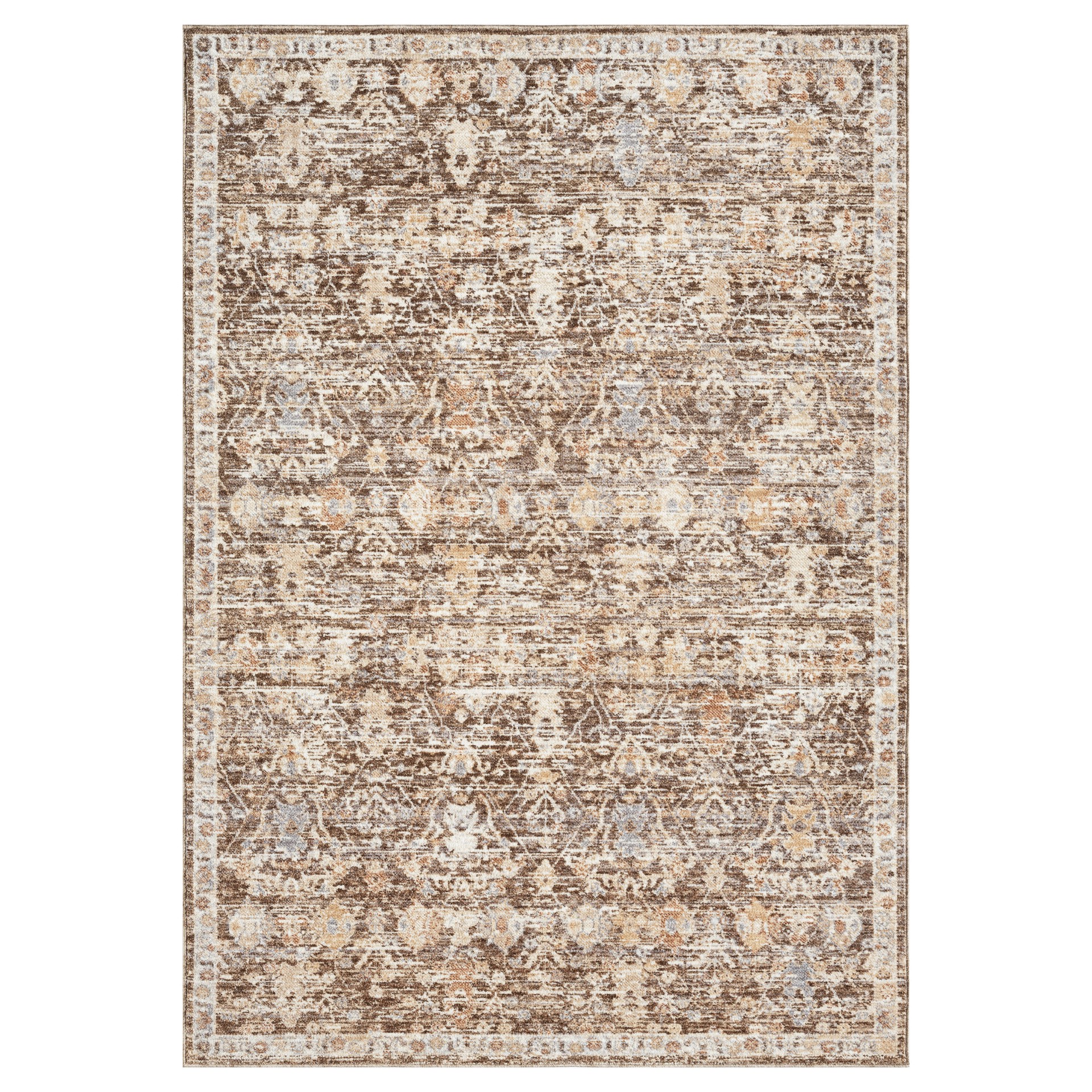 slide 2 of 6, allen + roth Dashiell 5 x 8 (ft) Loomed Brown-multi Rectangular Indoor Pet Friendly Area rug, 1 ct