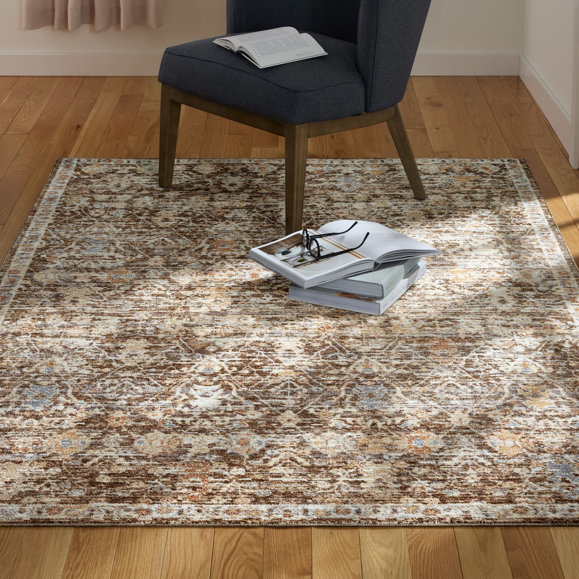slide 6 of 6, allen + roth Dashiell 5 x 8 (ft) Loomed Brown-multi Rectangular Indoor Pet Friendly Area rug, 1 ct
