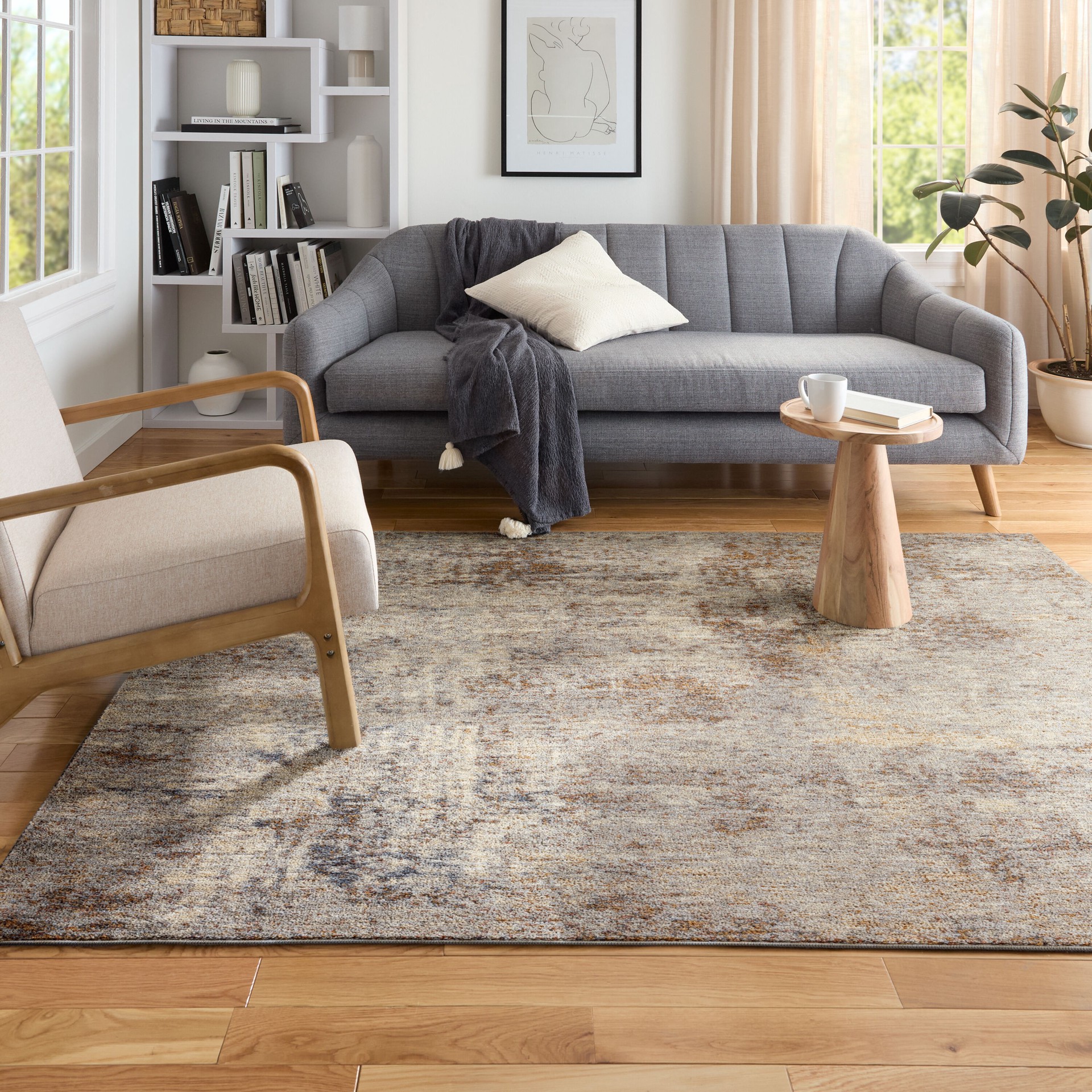 slide 6 of 6, Origin 21 Leander 5 x 7 (ft) Loomed Polyester Beige Gray Rectangular Indoor Spot Clean Only Pet Friendly Area rug, 1 ct