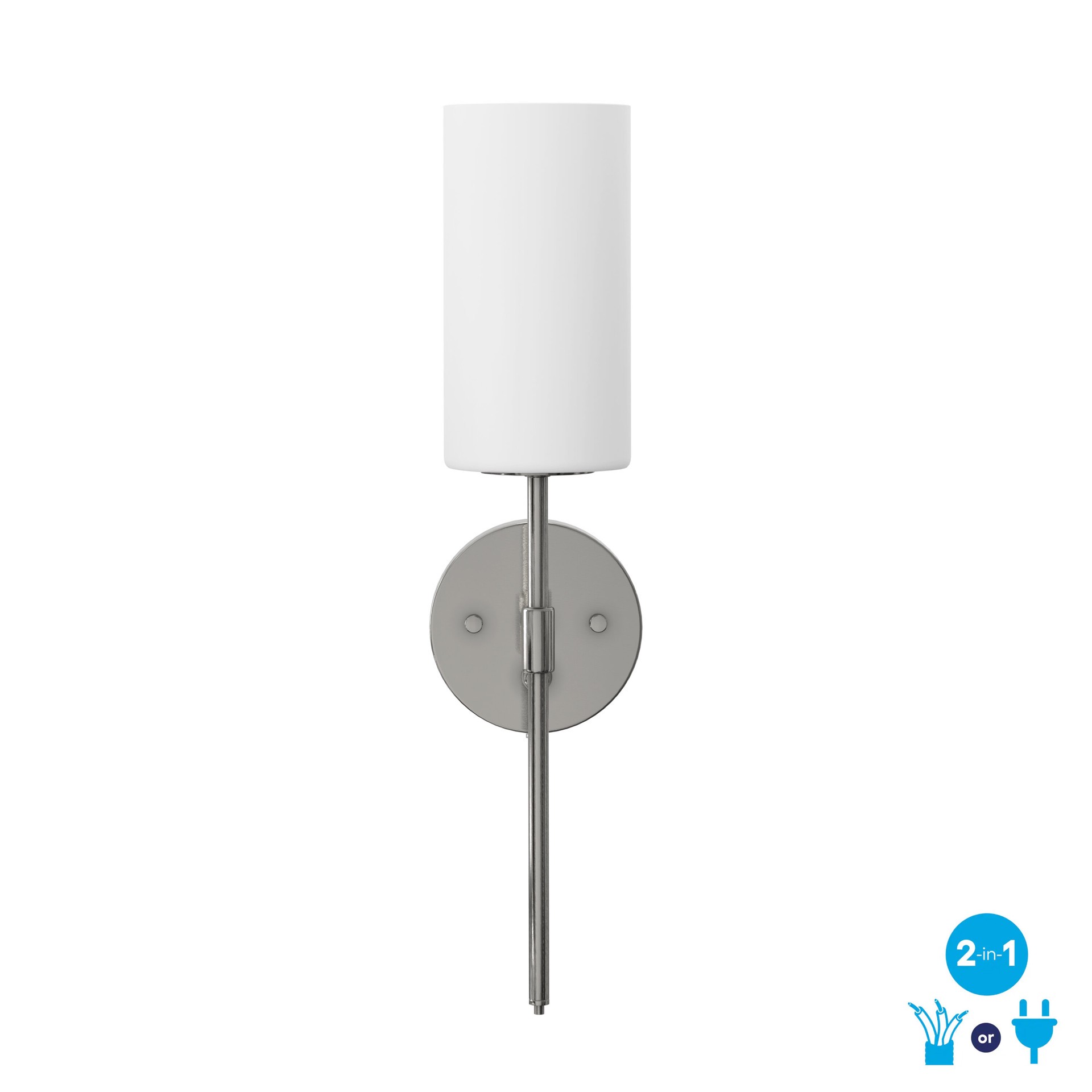 slide 2 of 6, allen + roth Odessa 4.75-in W 1 -Light Brushed Nickel Transitional Wall Sconce, 1 ct