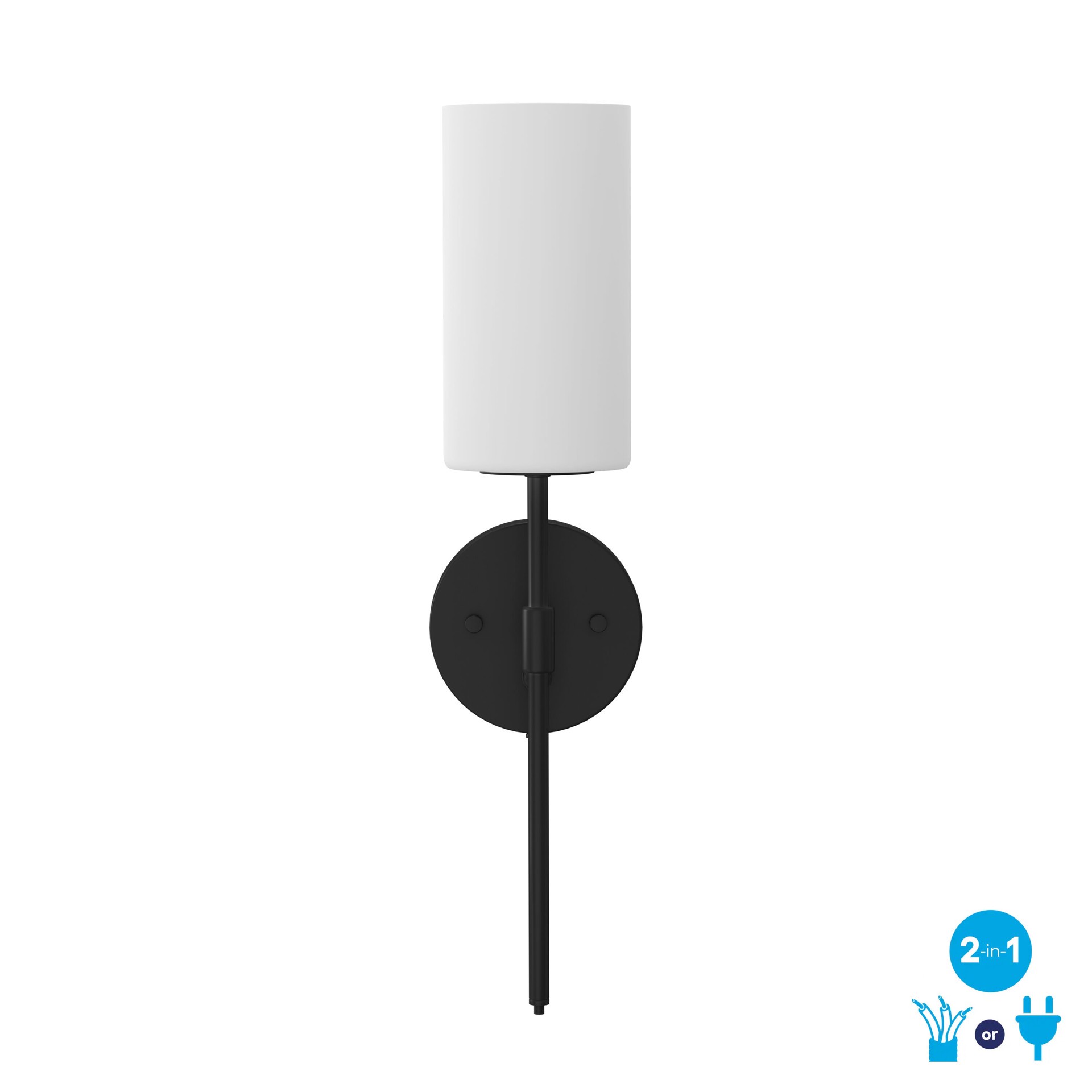 slide 2 of 6, allen + roth Odessa 4.75-in W 1 -Light Matte Black Transitional Wall Sconce, 1 ct